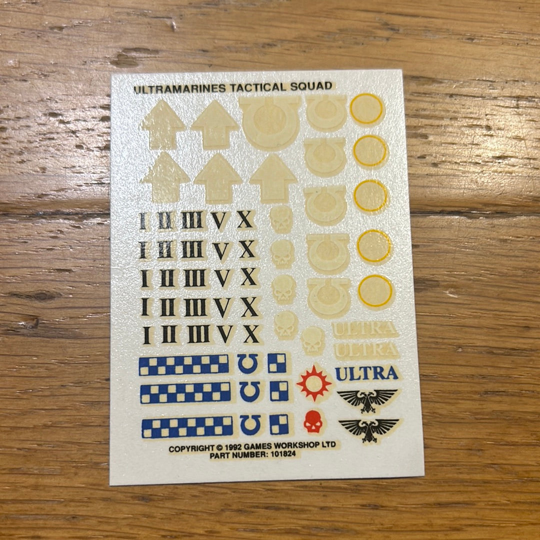 Warhammer 40k ultramarines tactical squad transfer sheet