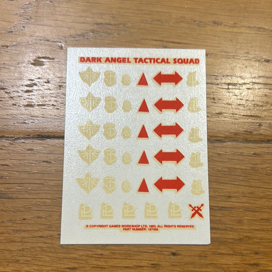 Warhammer 40k dark angel tactical squad transfer sheet