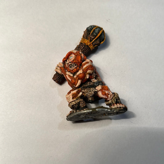 Unknown miniature giant/ogre warhammer fantasy or dungeons and dragons proxy (third photo is to show scale)