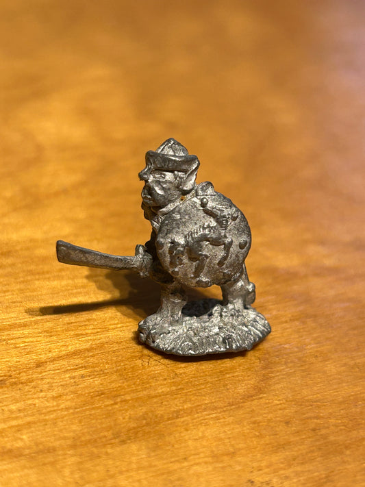 Warhammer fantasy citadel fiend factory goblin charging with sword and shield