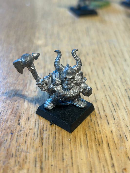 Warhammer Chaos Dwarf Skull Helm Axe MM90 Marauder Realm Of Dwarves Metal
