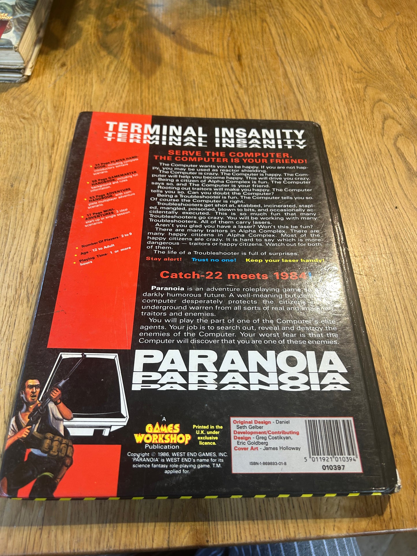 Paranoia Core Rules Sci-Fi RPG Book Roleplaying Games Workshop Hardcover (really good condition)