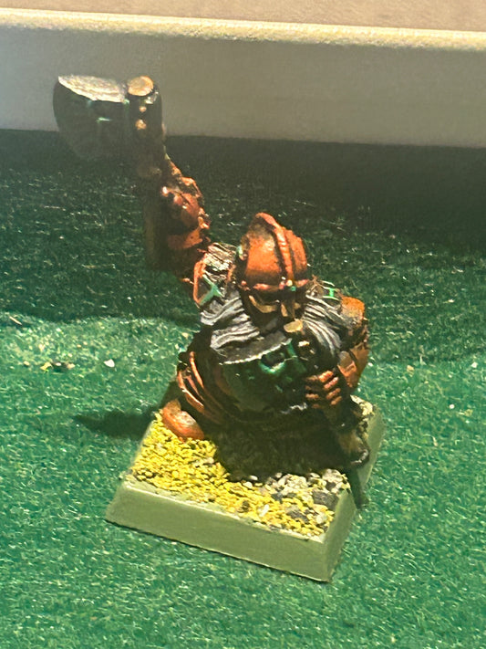 Warhammer fantasy dwarf iron breaker converted dual axes (used to be a standard bearer) old world metal