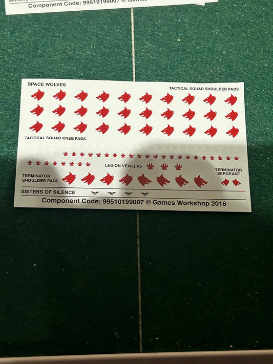 Space wolf transfer sheet warhammer 40k