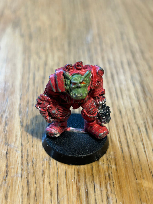 Warhammer 40k rogue trader ork commander with power arm and bolta
