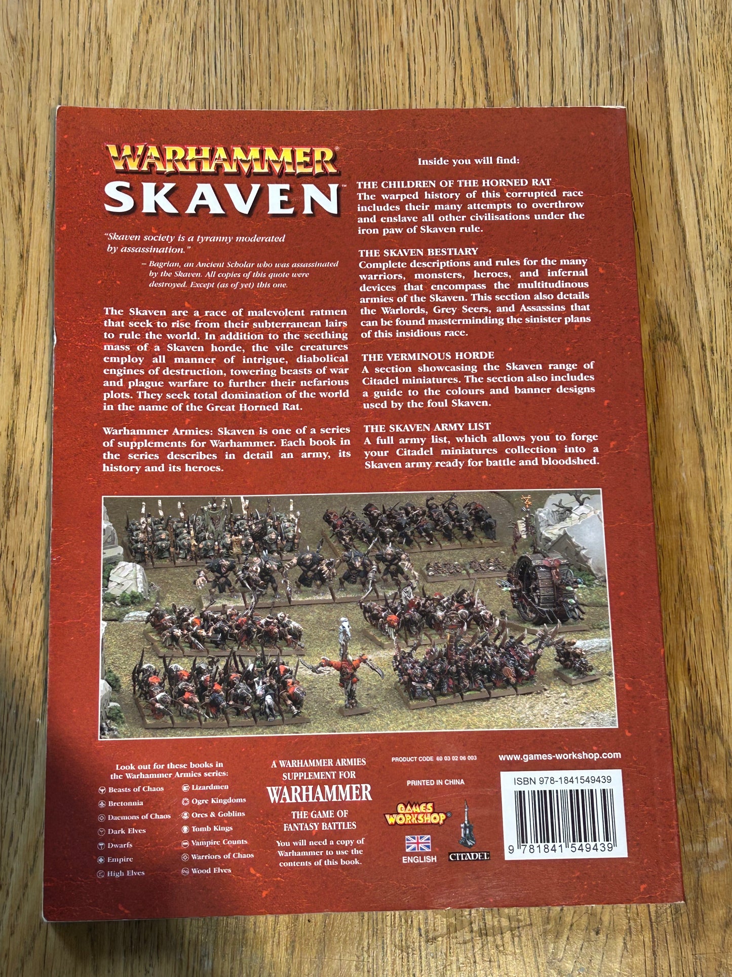 Warhammer Fantasy Battles Skaven 8th Edition Army Book Codex Good Condition (some wear to corners)