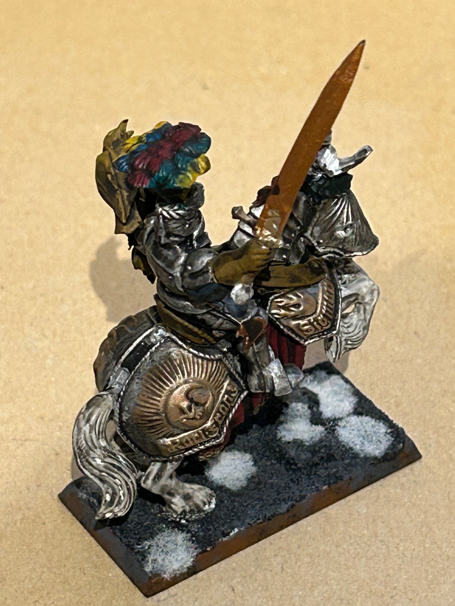 Warhammer fantasy empire mounted general (part of the sword guard is broken and the sword is bent)