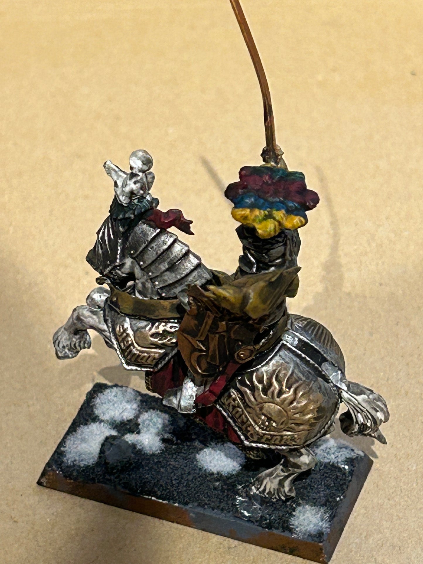Warhammer fantasy empire mounted general (part of the sword guard is broken and the sword is bent)