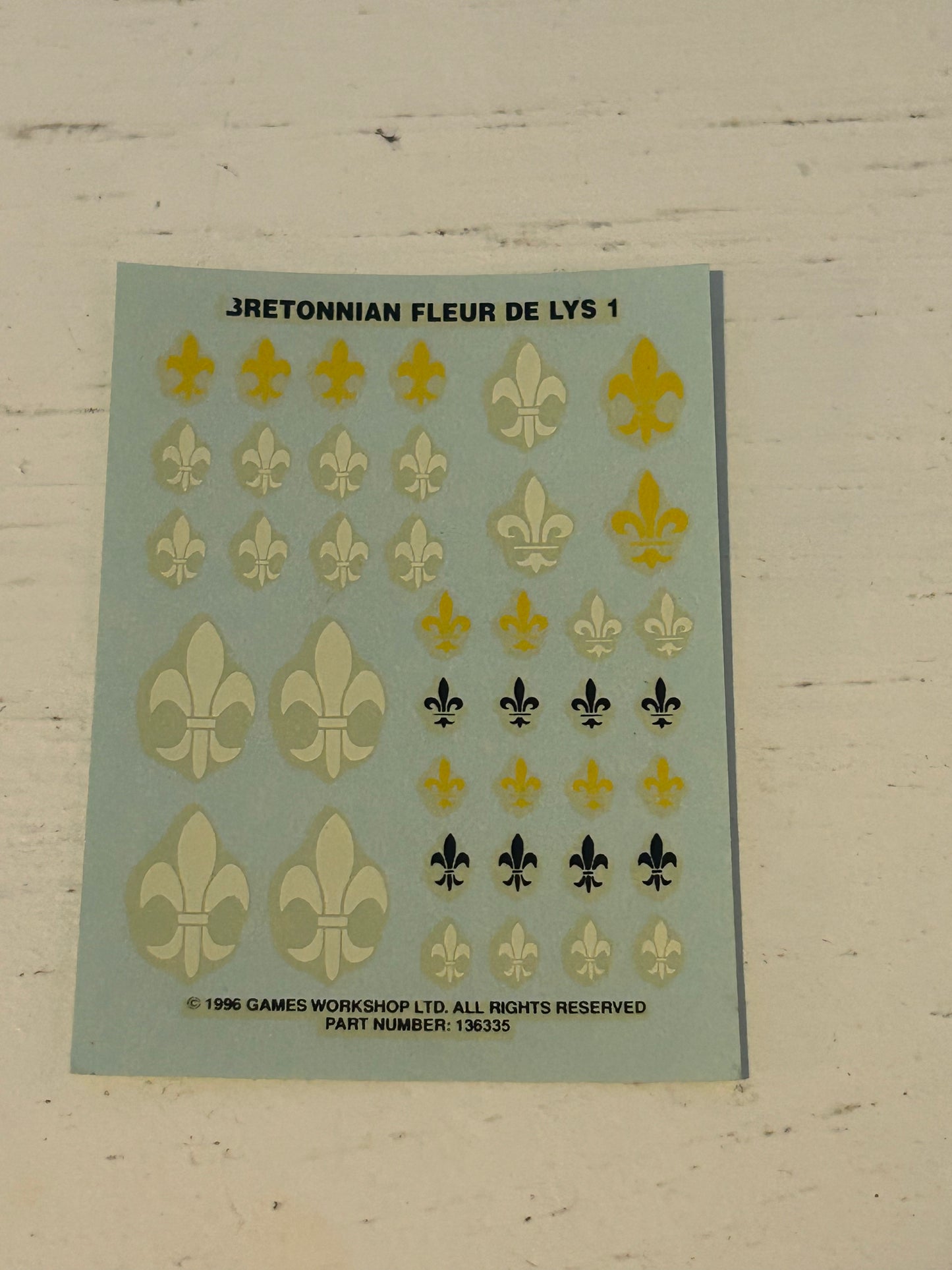 Warhammer fantasy bretonnian Fleur de Lys transfer sheet 1 (3 available)
