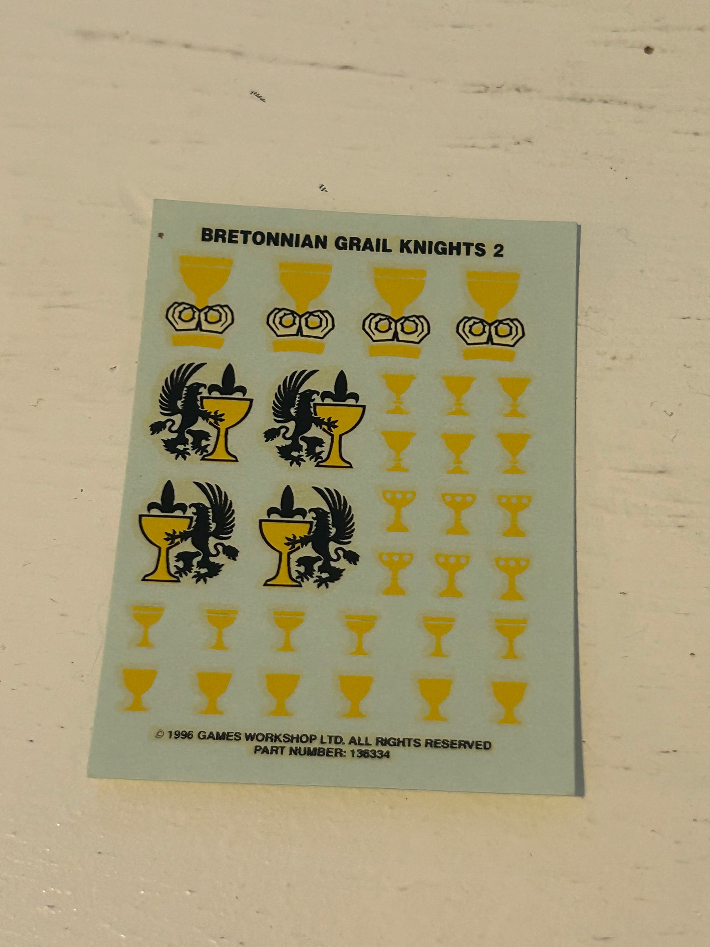 Warhammer fantasy bretonnian Grail Knights sheet 2