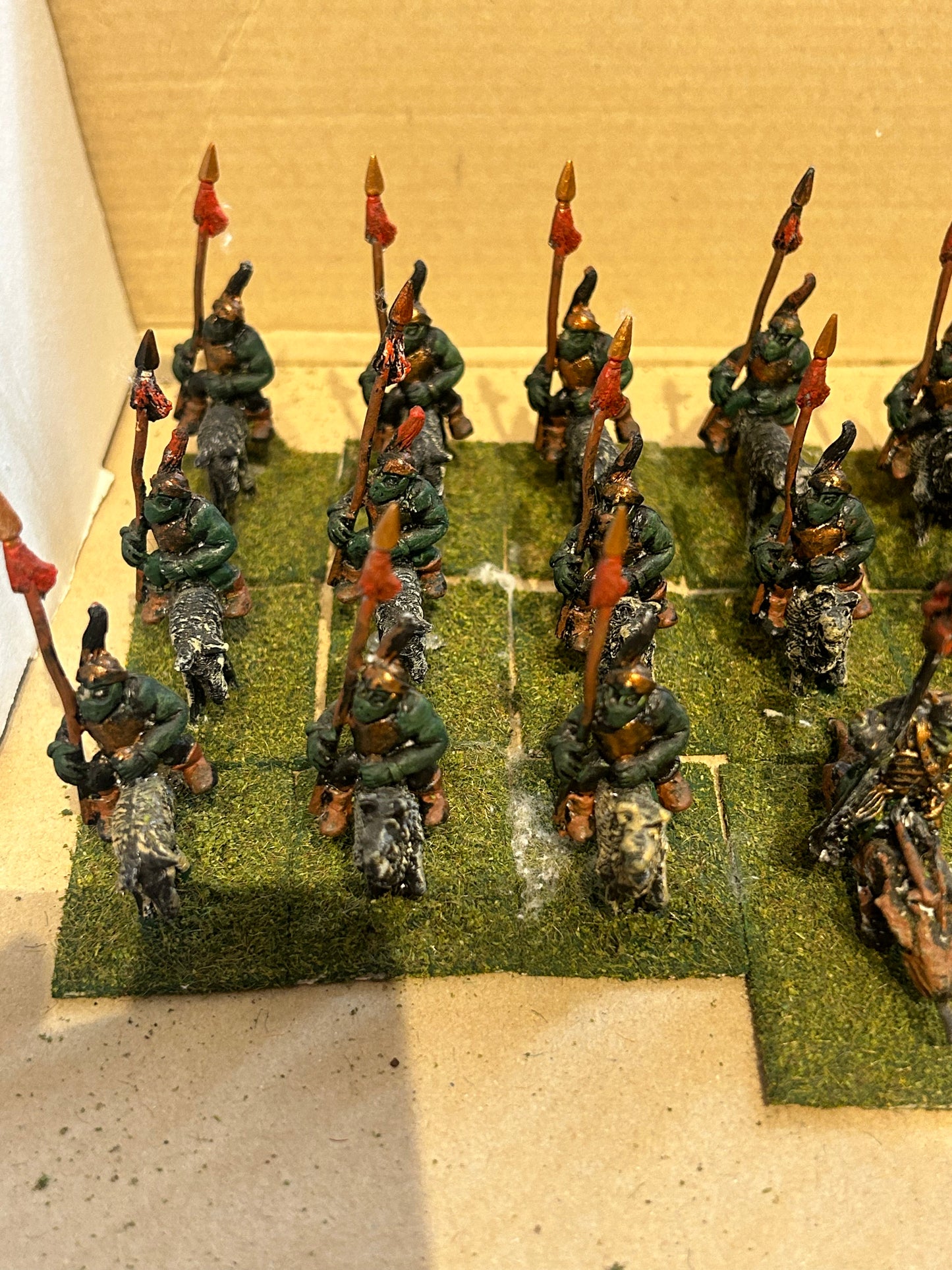 Warhammer fantasy orc and goblin proxies 20 x wolf riders and one leader (not sure if they’re supposed to be orcs or goblins)