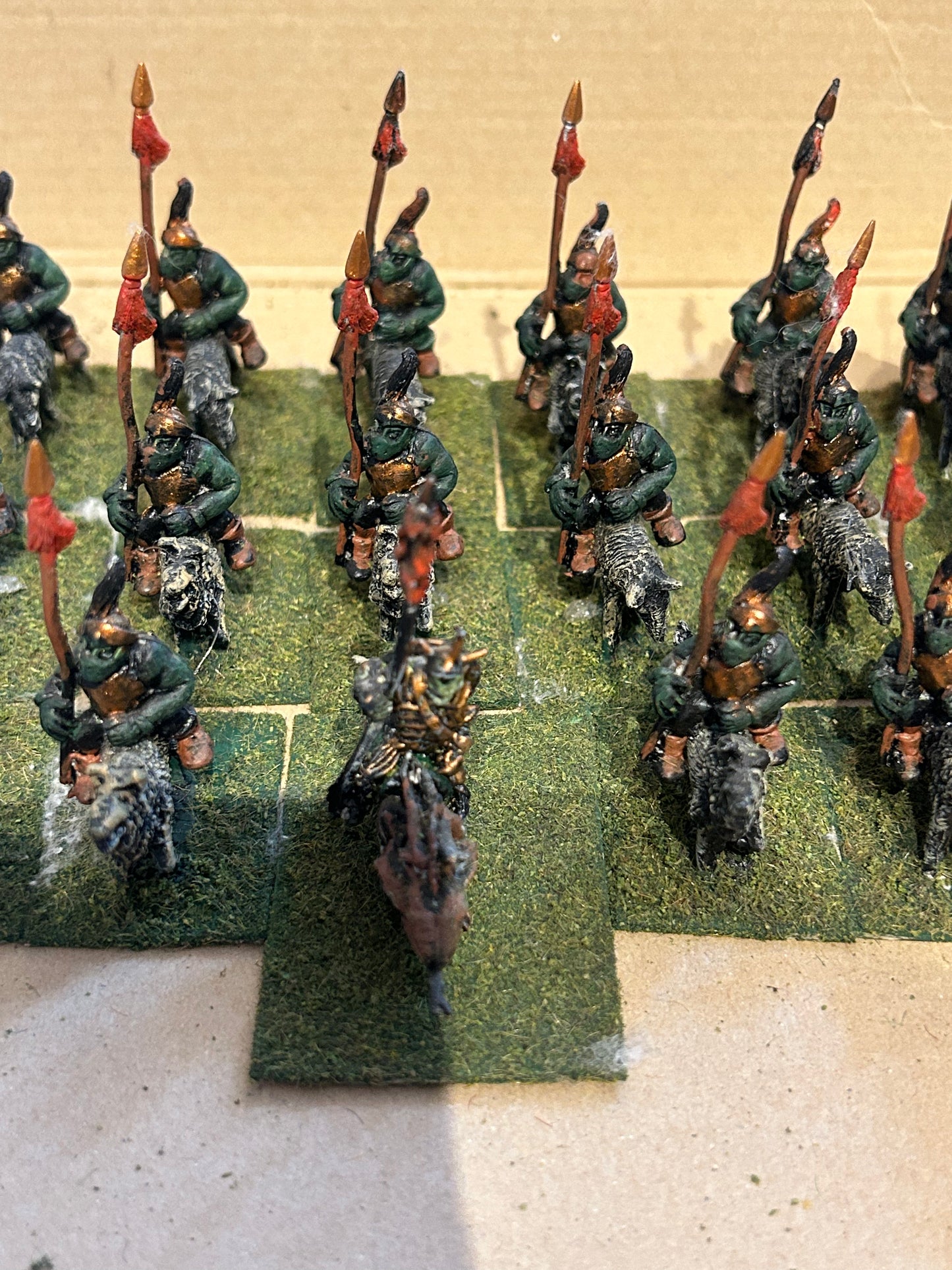 Warhammer fantasy orc and goblin proxies 20 x wolf riders and one leader (not sure if they’re supposed to be orcs or goblins)