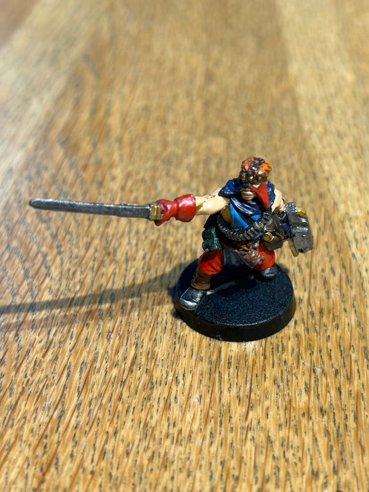 necromunda  cawdor metal leader with boltgun and sword