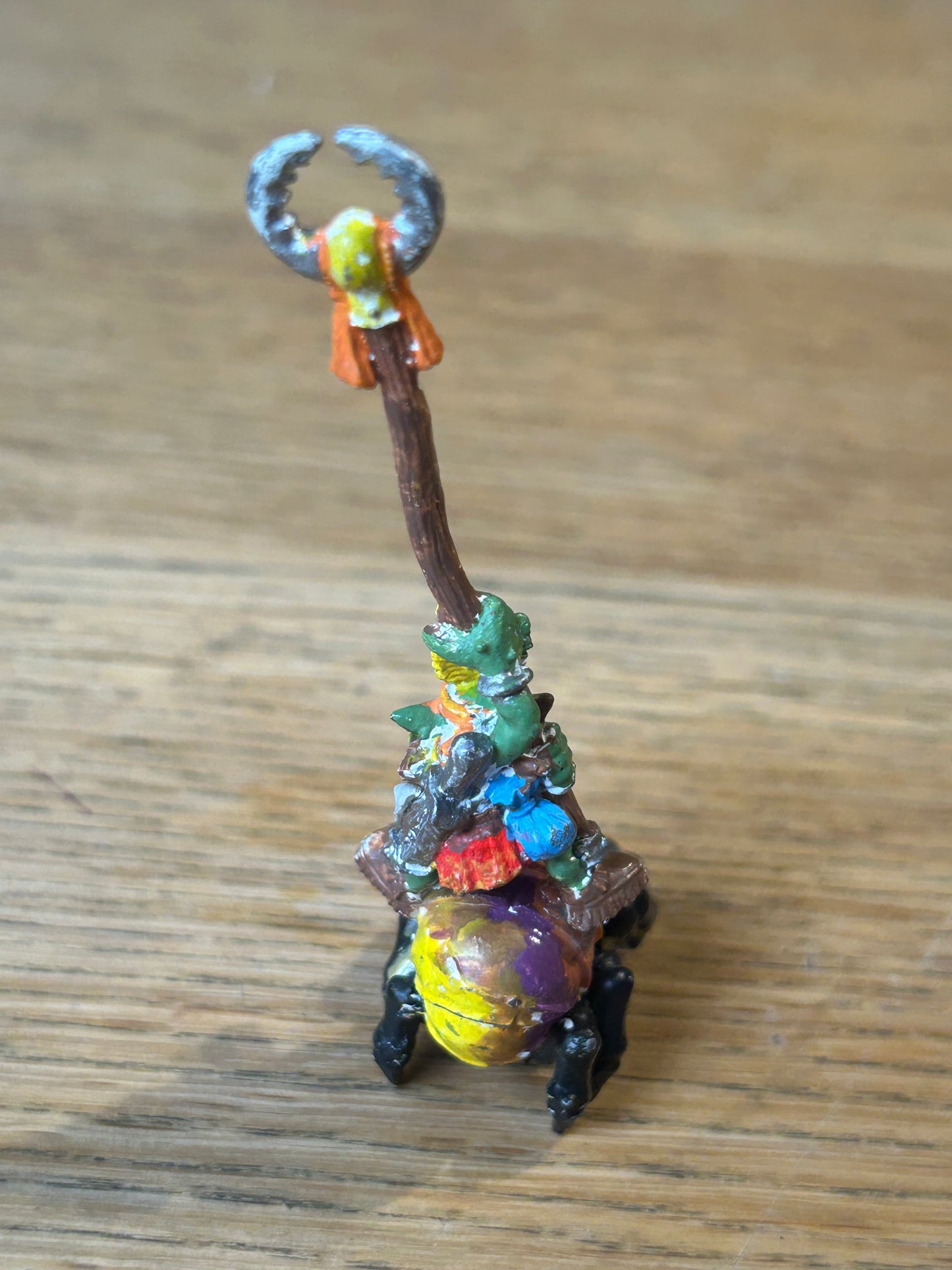 Warhammer fantasy forest goblin spider rider standard bearer and spider (has the remnant of a plastic arm stuck to his side)