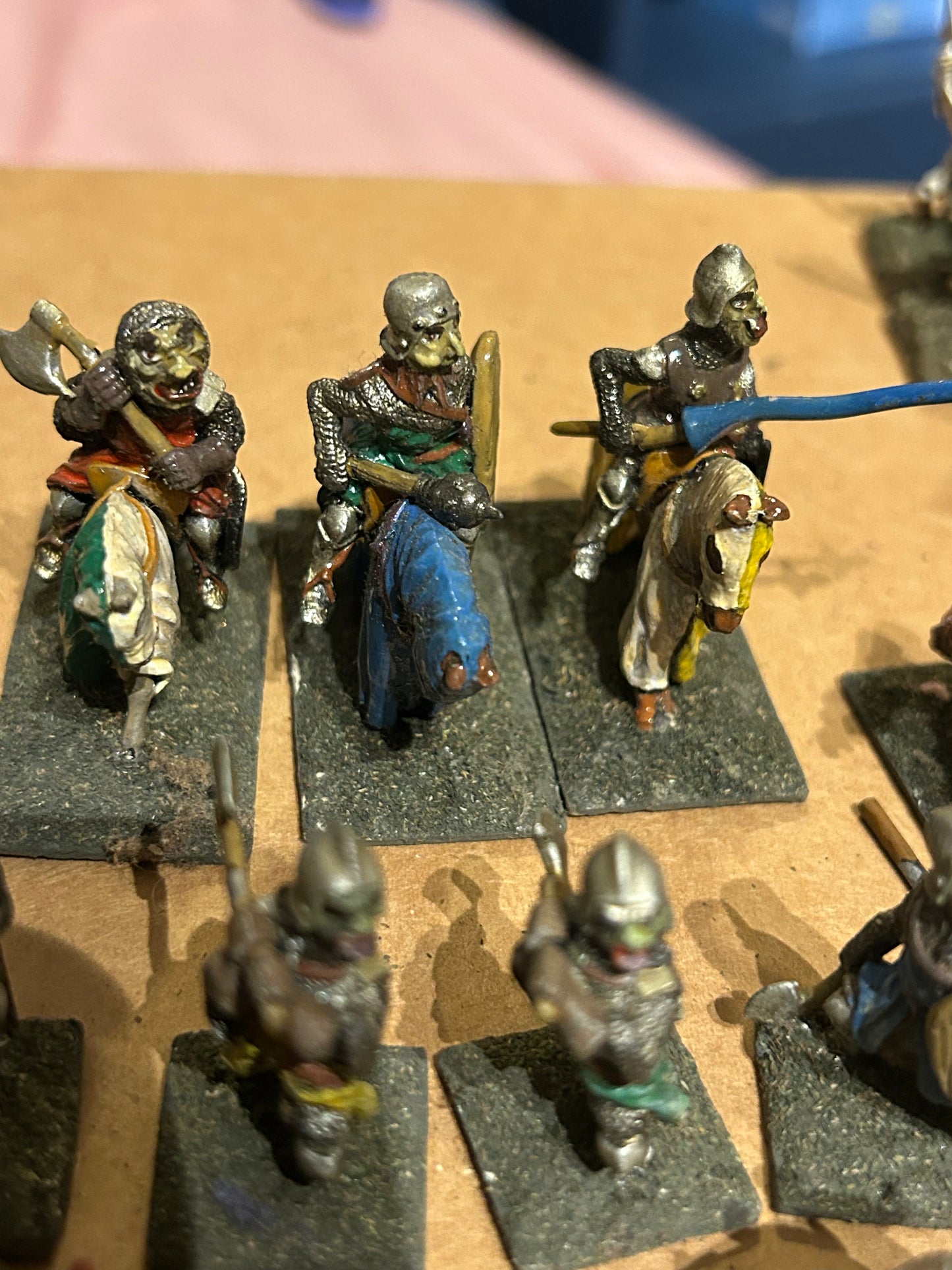 Essex miniatures knights of evil force (6 cavalry and 7 foot knights) includes two lances and an axe (I’m not sure the axe is from the same company)