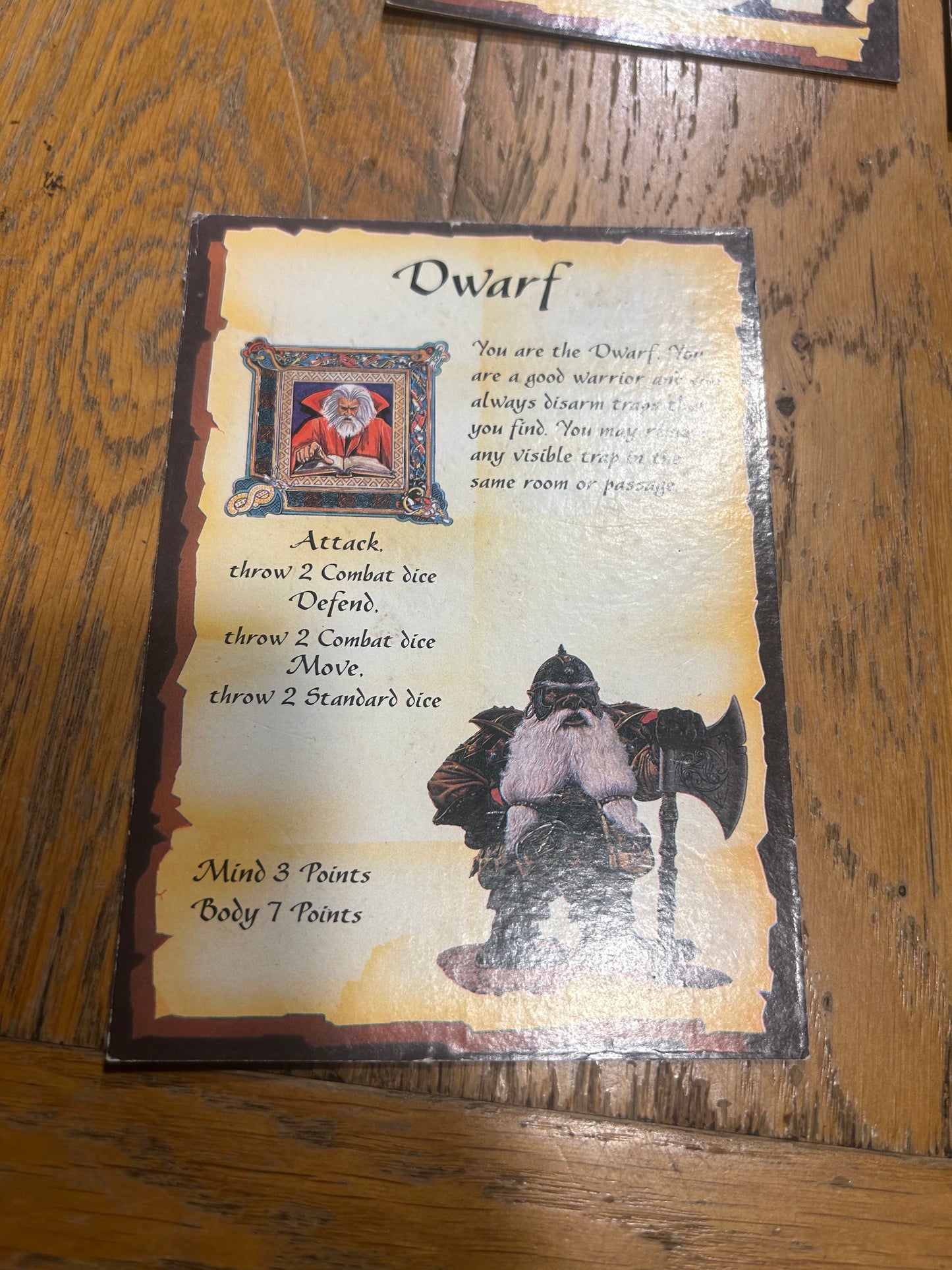 Heroquest dwarf character card