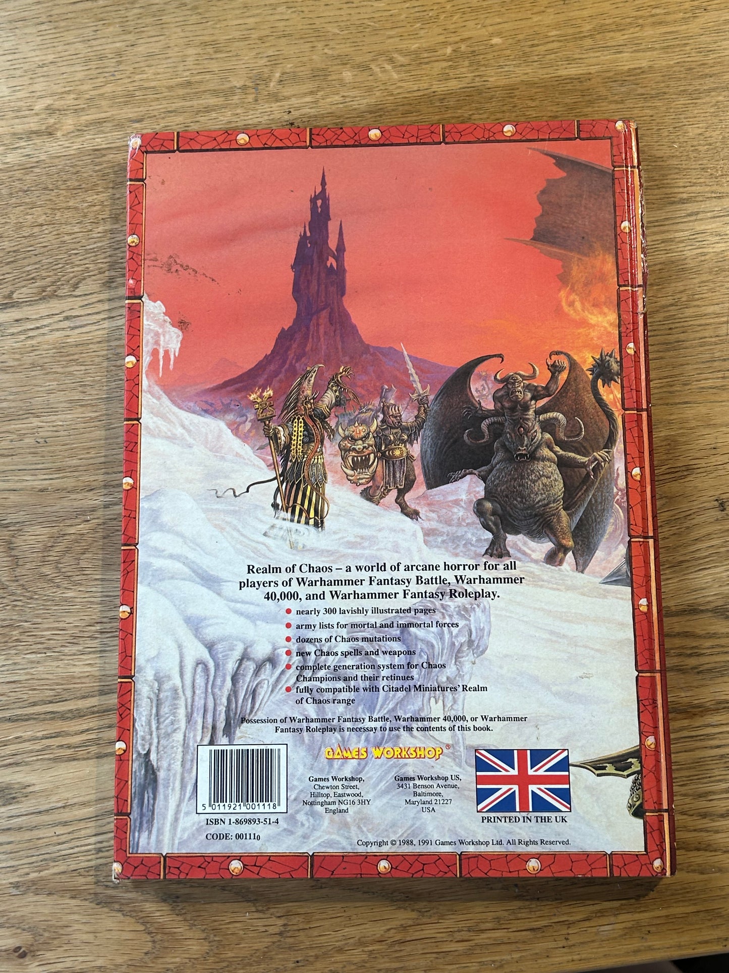 1991 edition Realm of Chaos Slaves To Darkness Warhammer Hardcover Book