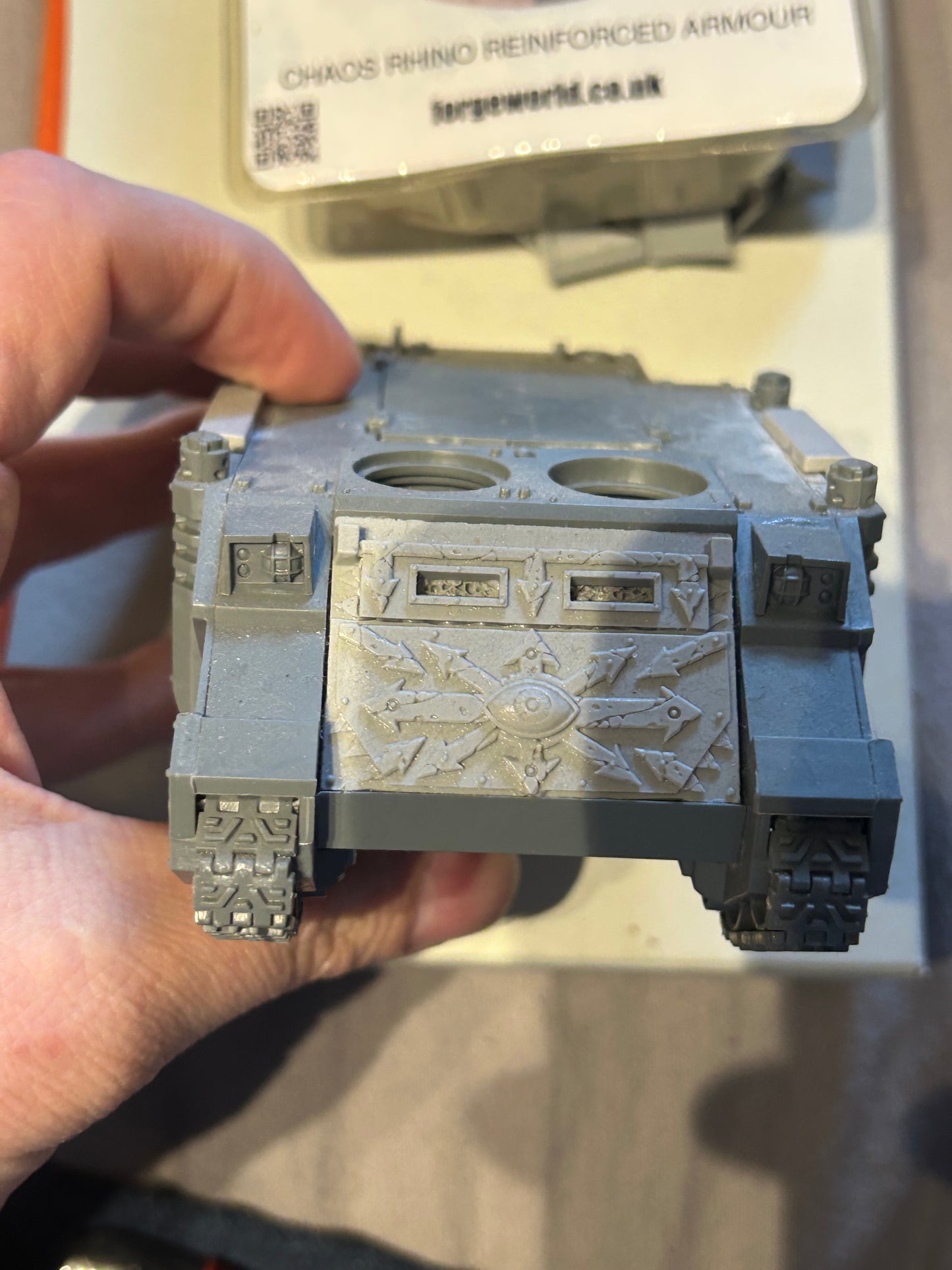 Forge world chaos rhino reinforced rhino conversion kit and rhino (one kit is mostly still on Sprue with two bits used, alongside a second kit I believe that has been used to)