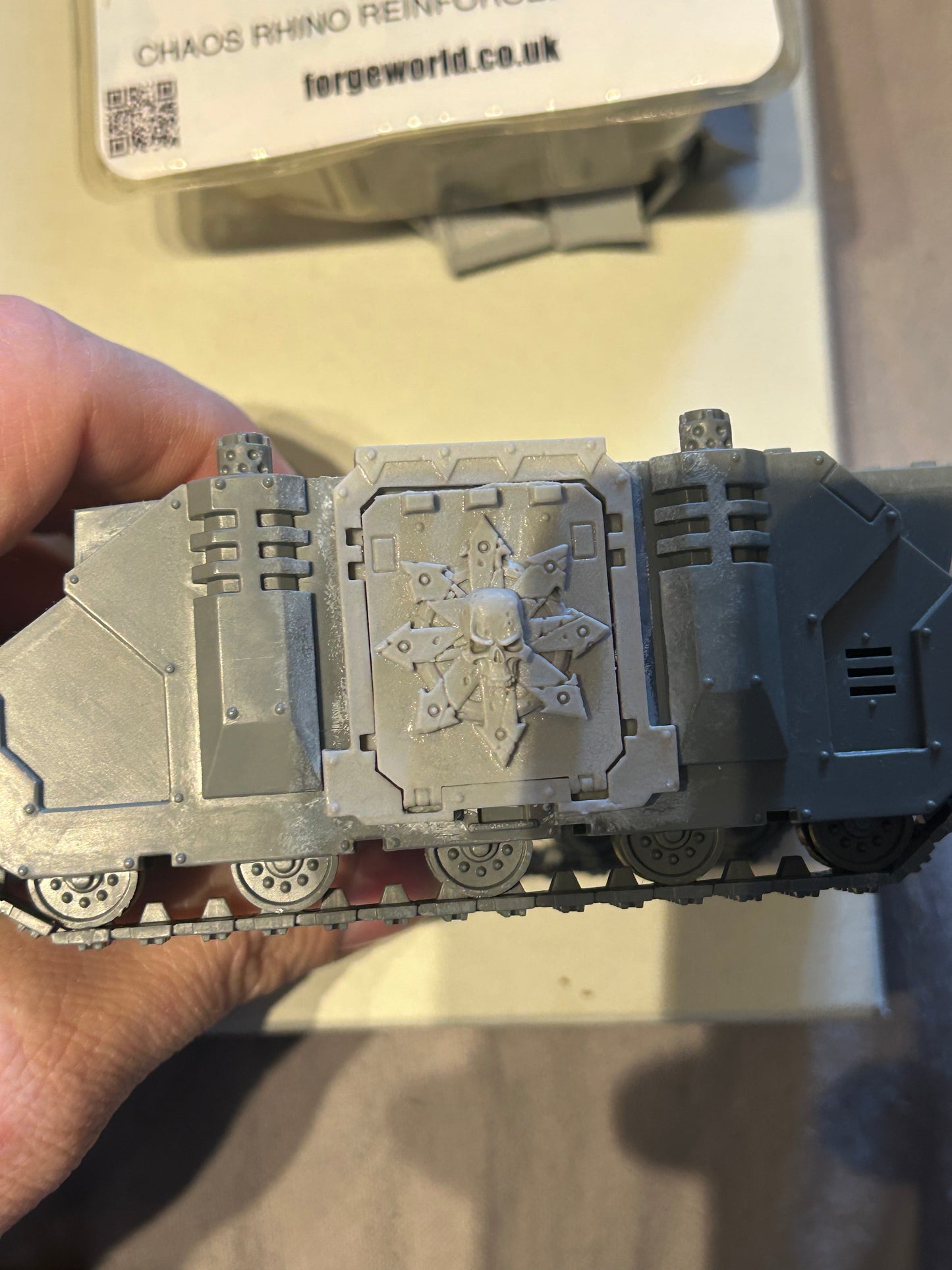 Forge world chaos rhino reinforced rhino conversion kit and rhino (one kit is mostly still on Sprue with two bits used, alongside a second kit I believe that has been used to)