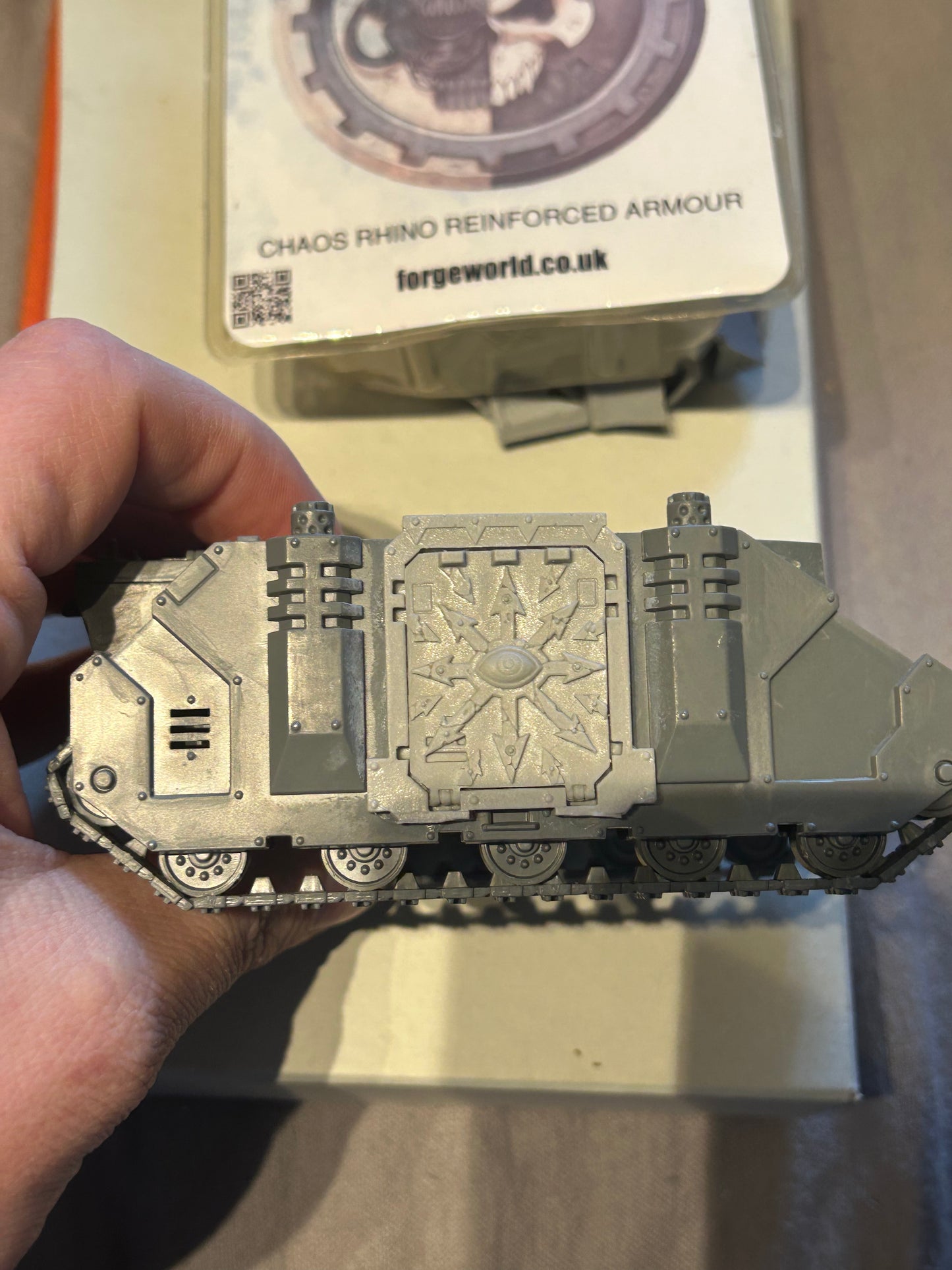 Forge world chaos rhino reinforced rhino conversion kit and rhino (one kit is mostly still on Sprue with two bits used, alongside a second kit I believe that has been used to)