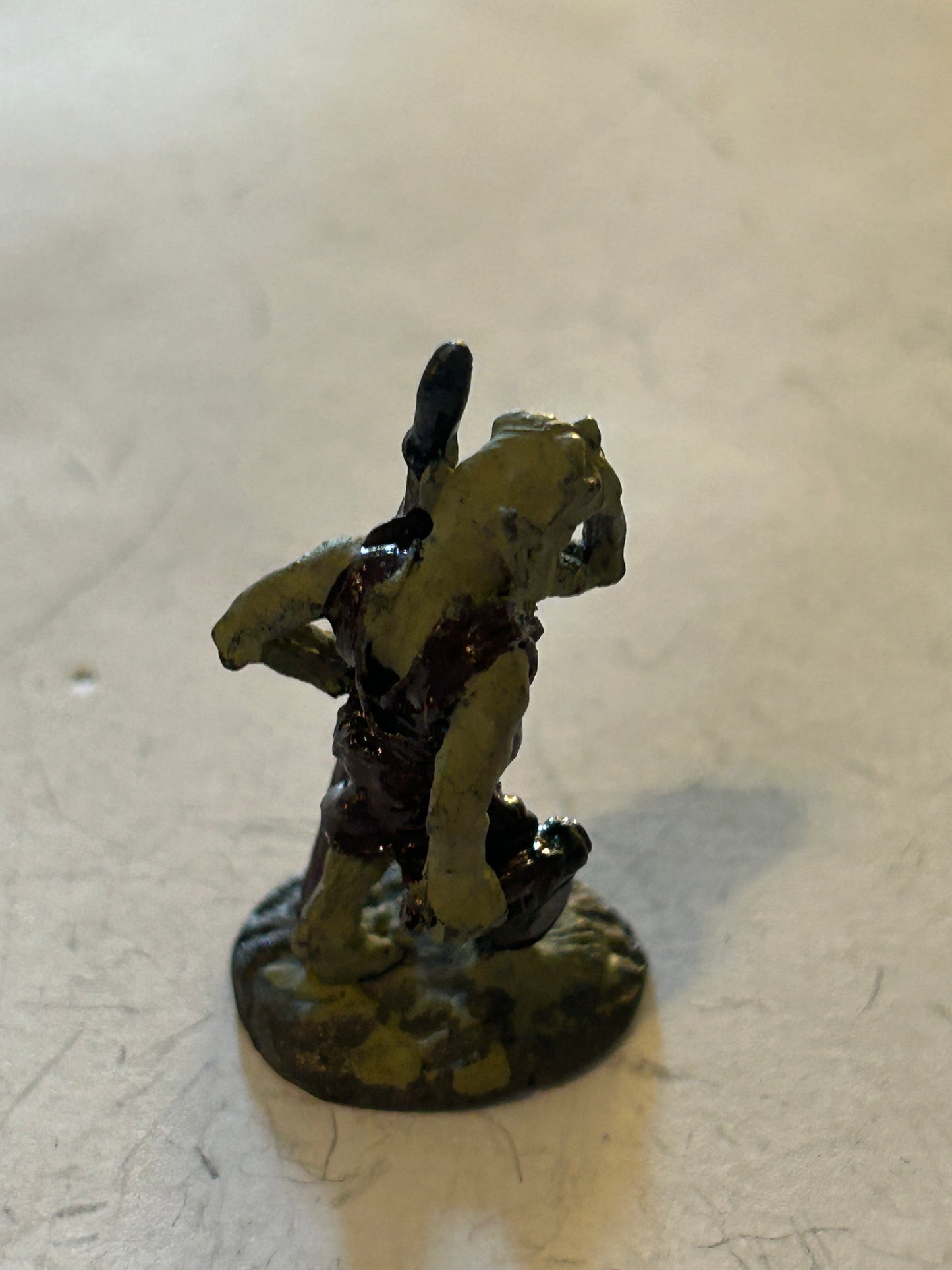 Citadel - Pre Slotta - Warhammer - C16 Orc Warrior - with axe and spear 1984 Fantasy tribes orcs FTO9 orc advancing with axe and spear