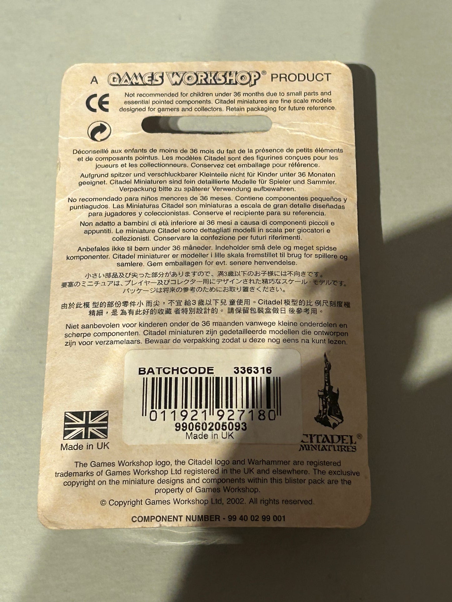 CITADEL WARHAMMER OOP DWARF STONE THROWER sealed blister