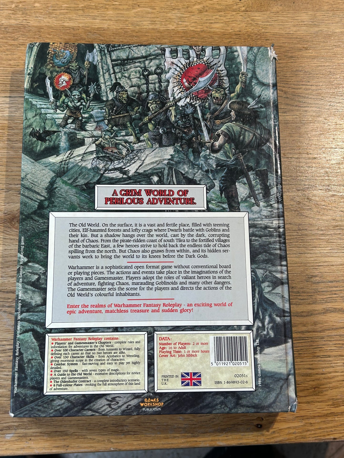 WFRP Warhammer Fantasy Roleplay Hardback Rulebook 1st Edition 1986