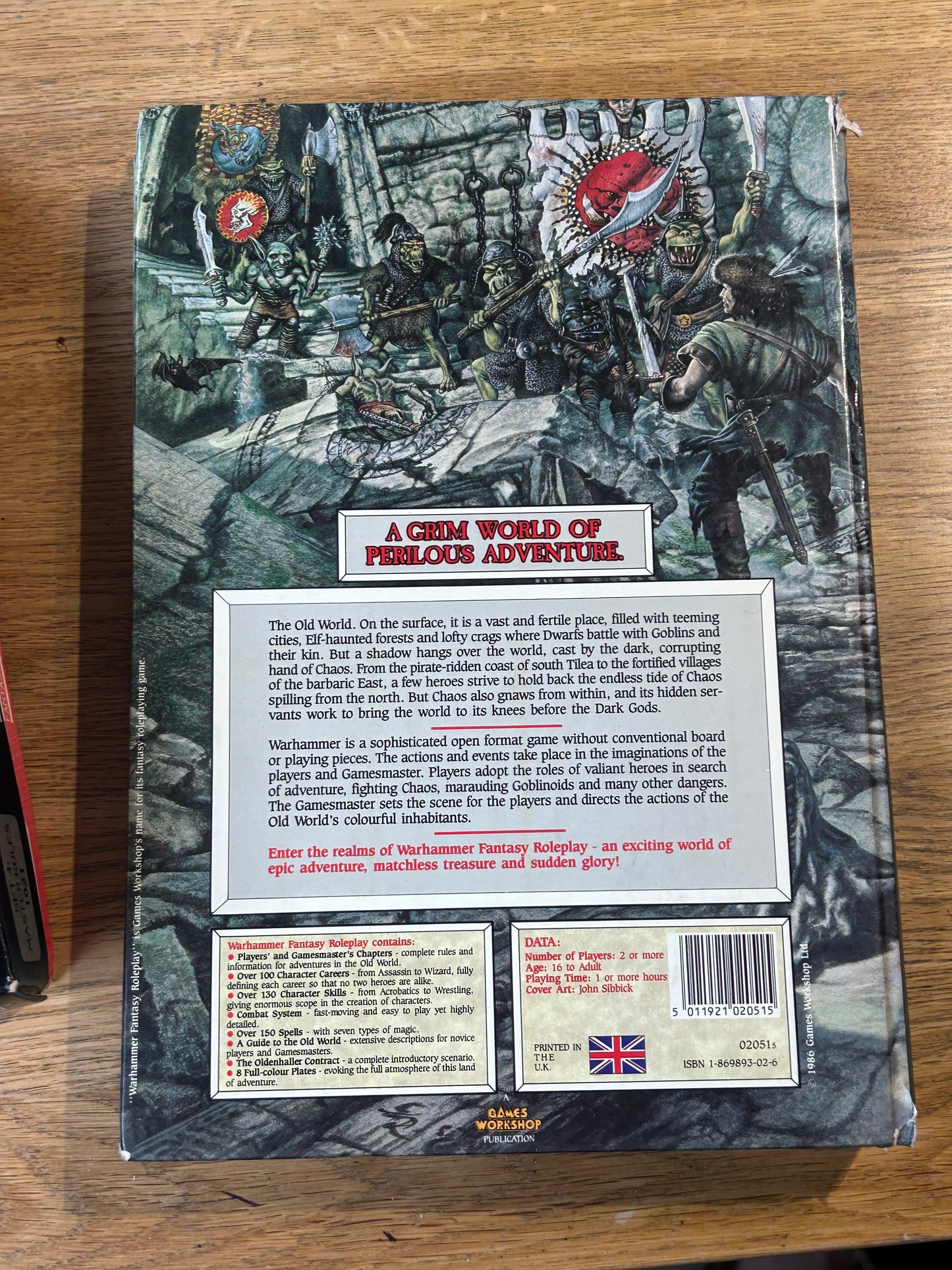 WFRP Warhammer Fantasy Roleplay Hardback Rulebook 1st Edition 1986