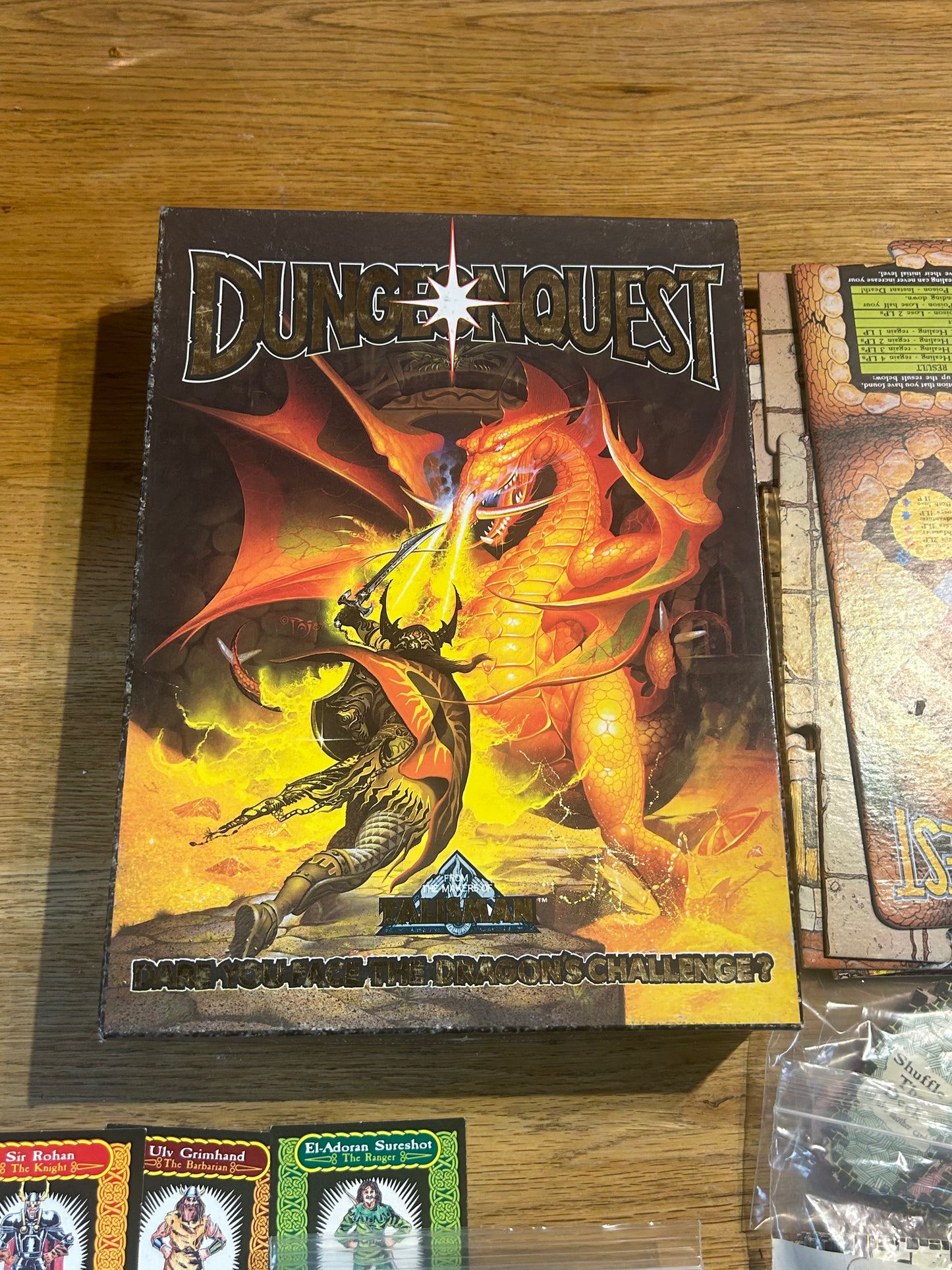DUNGEONQUEST GAMES WORKSHOP 1987 BOARD GAME (complete except for 3 little plastic cones which can be substituted for anything)
