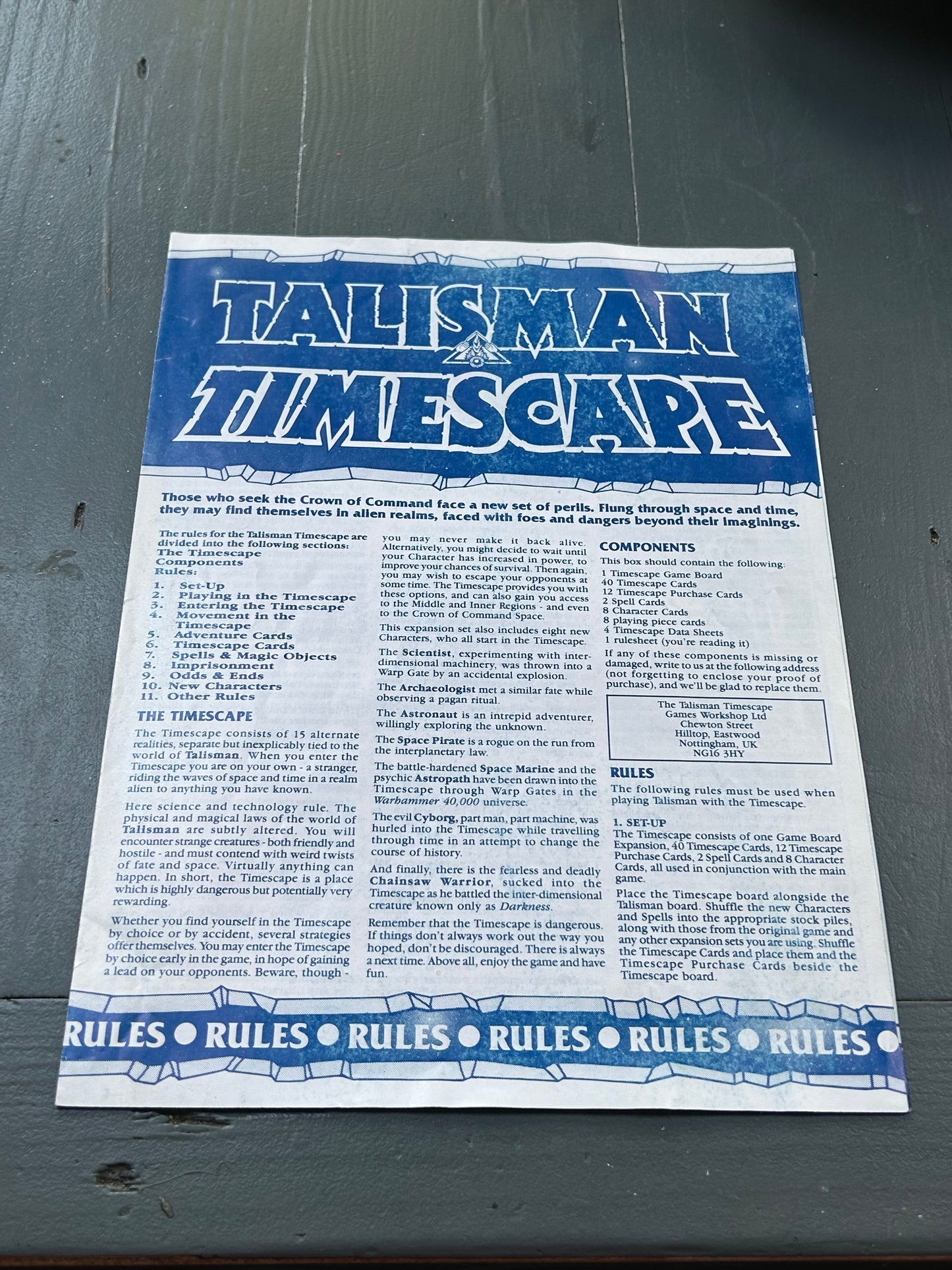 Talisman Timescape Expansion 1st or 2nd Edition Complete Games Workshop