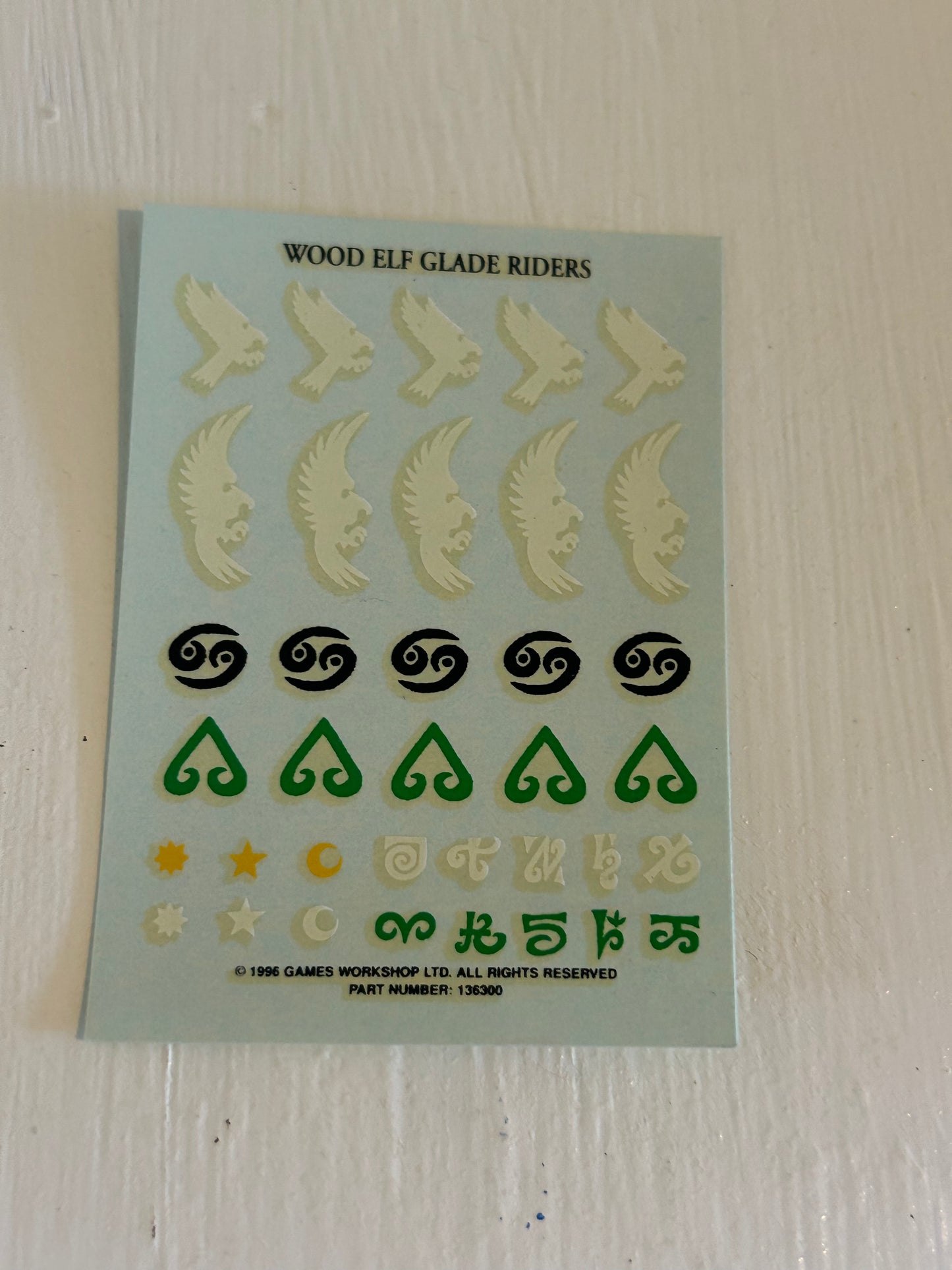 Warhammer Wood Elf Elves glade riders Decal Transfers Sheet Games Workshop Shield Emblems