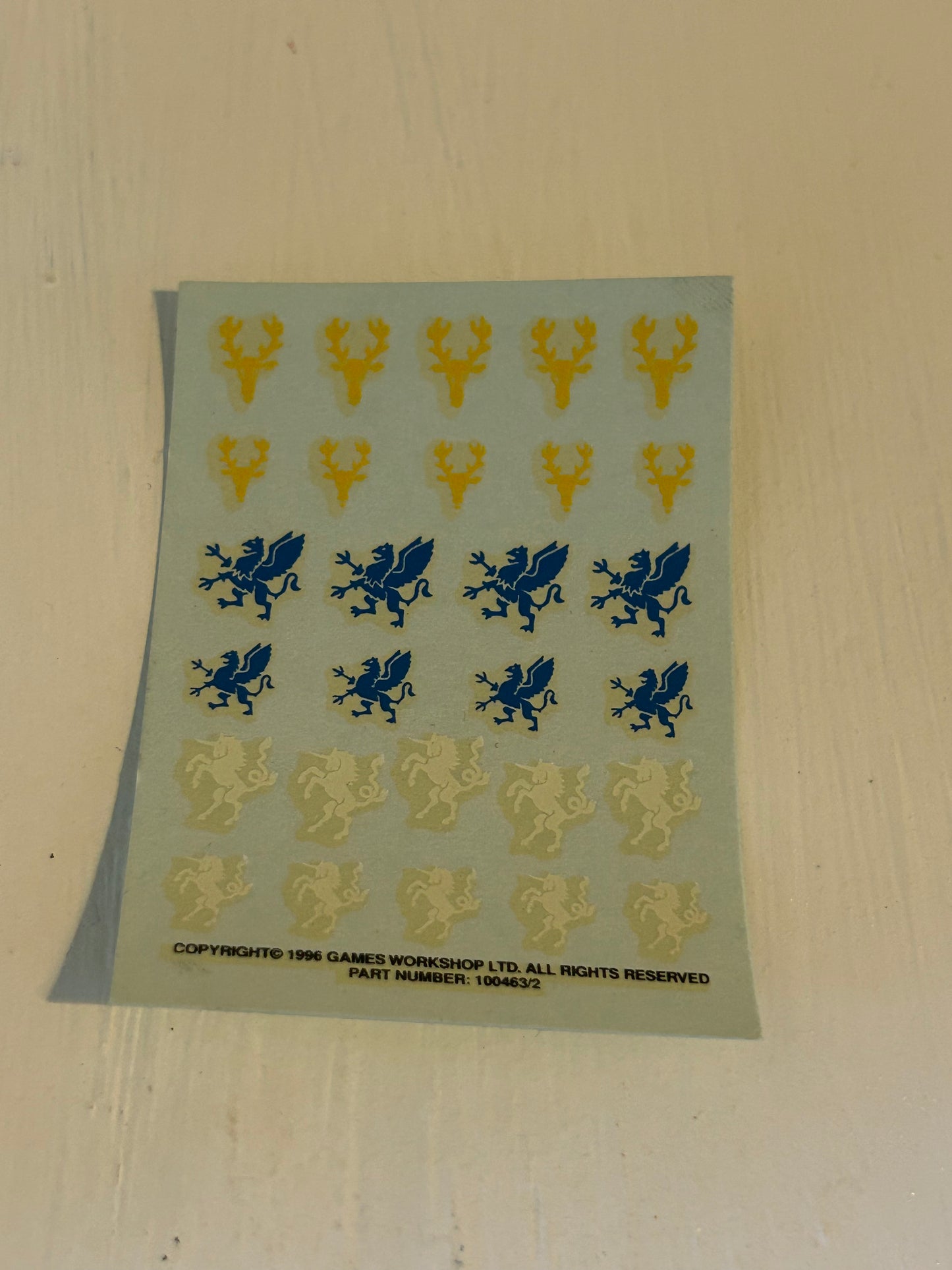 Warhammer fantasy bretonnian 1996 transfer decal sheet