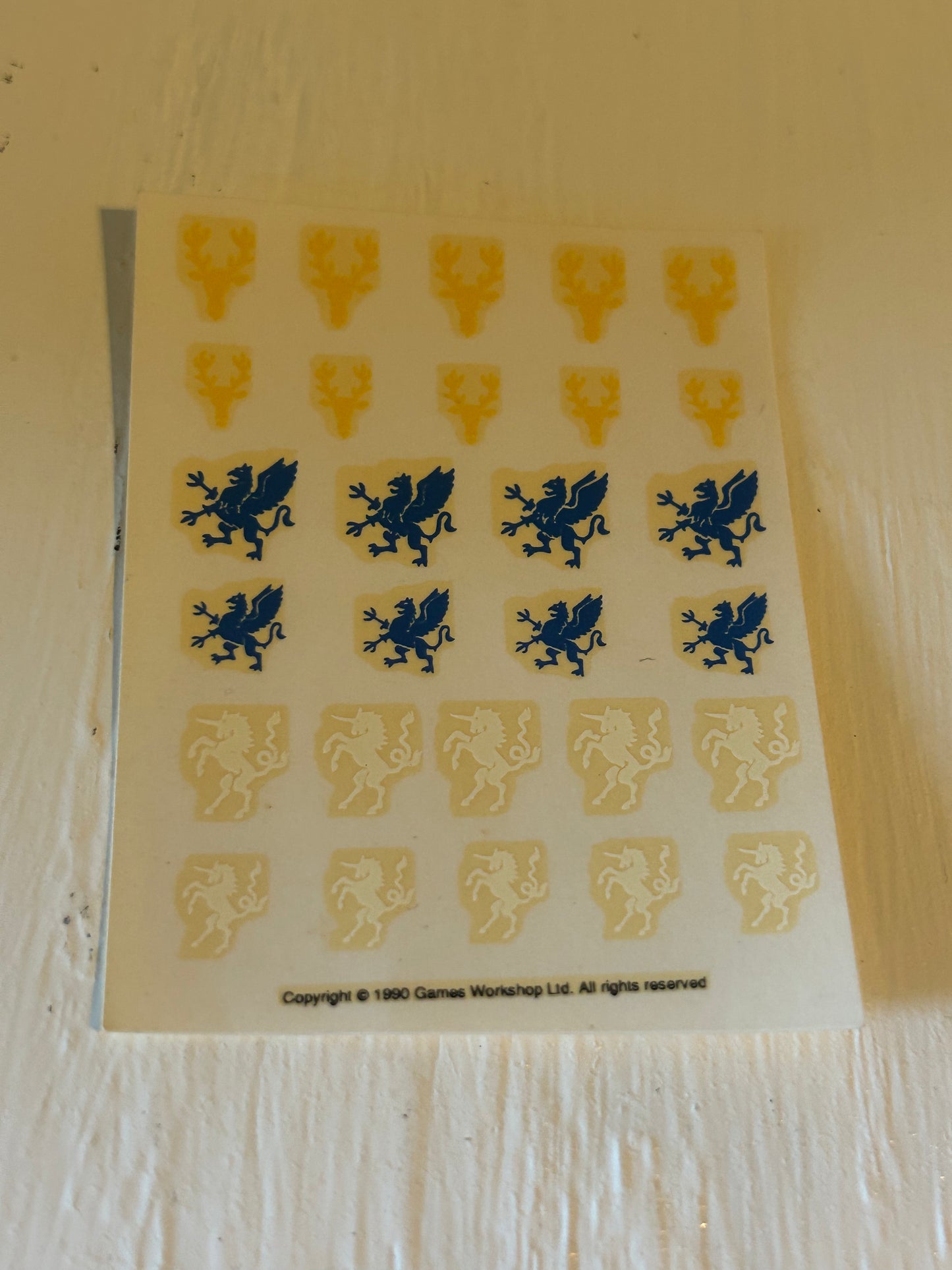 Warhammer fantasy bretonnian 1990 transfer decal sheet (3 available)