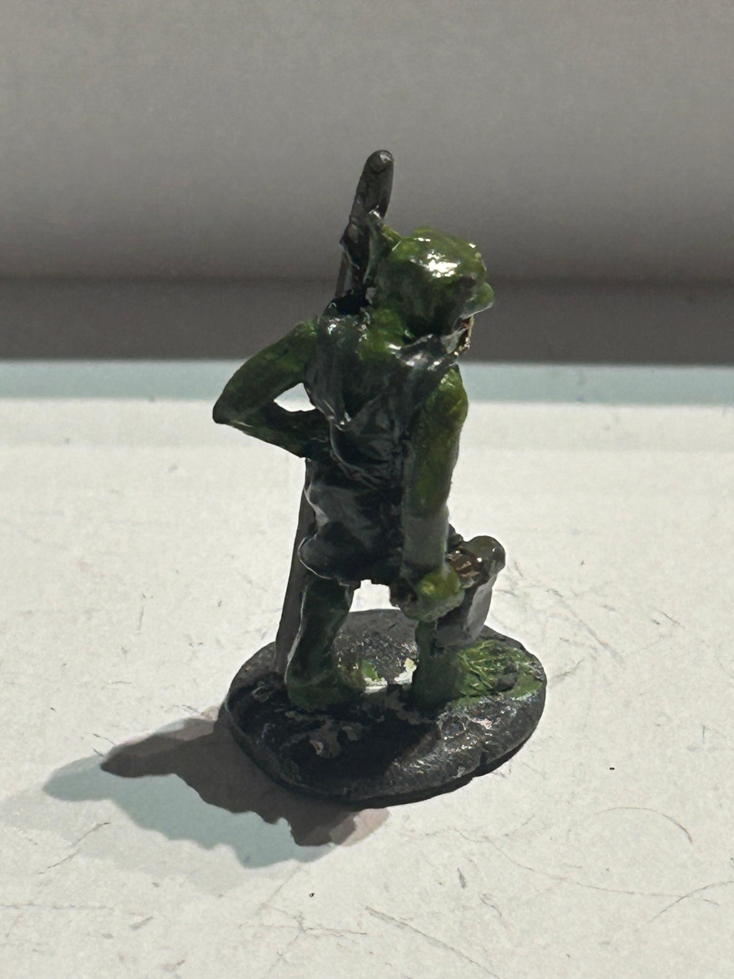 Citadel - Pre Slotta - Warhammer - C16 Orc Warrior - with axe and spear 1984 Fantasy tribes orcs FTO9 orc advancing with axe and spear