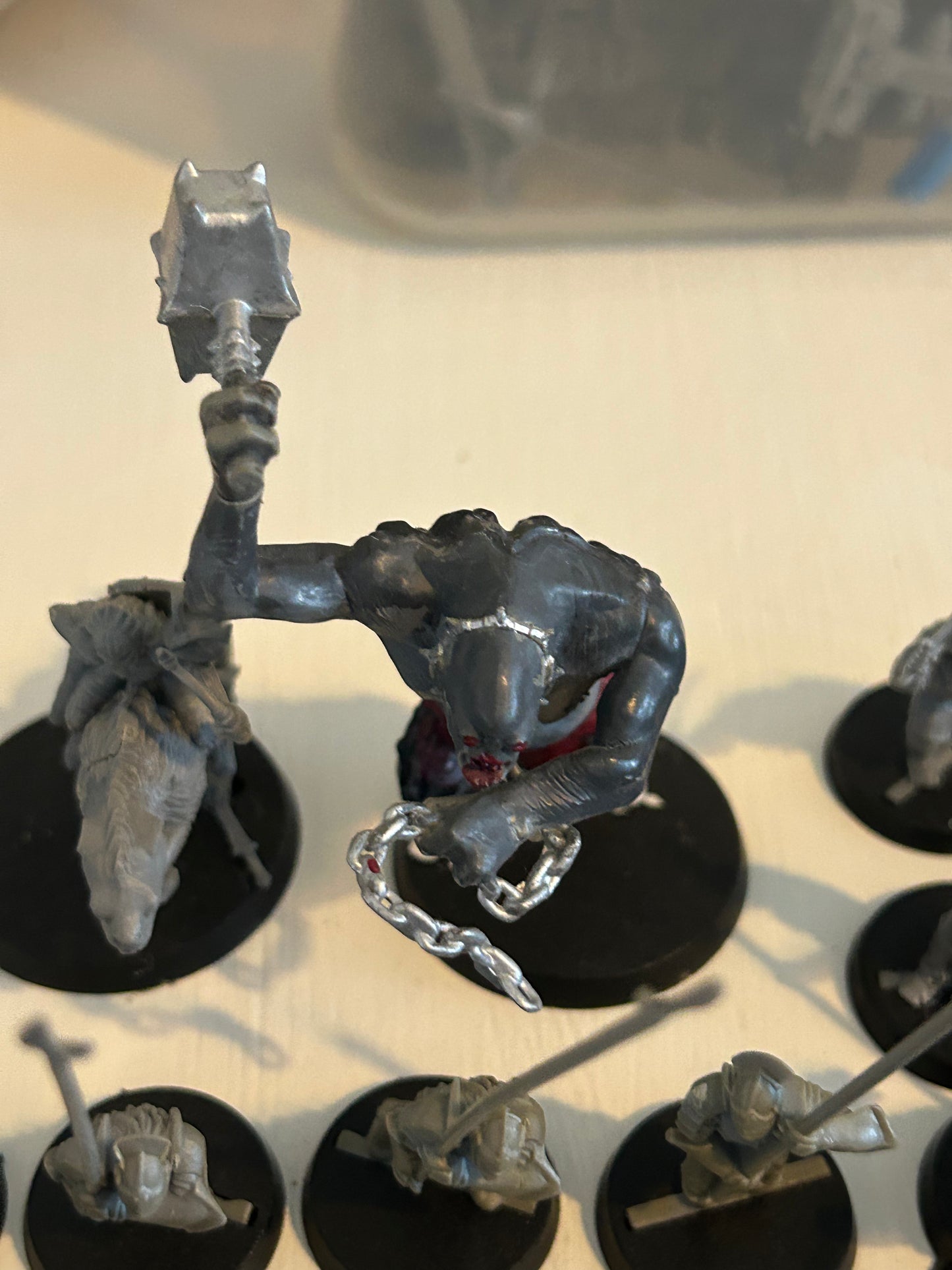 MESBG large evil ork Uruk Hai and goblin army (1 troll, 23 goblins, 2 warg riders, 76 orcs/uruk hai, plus 9 damaged models)