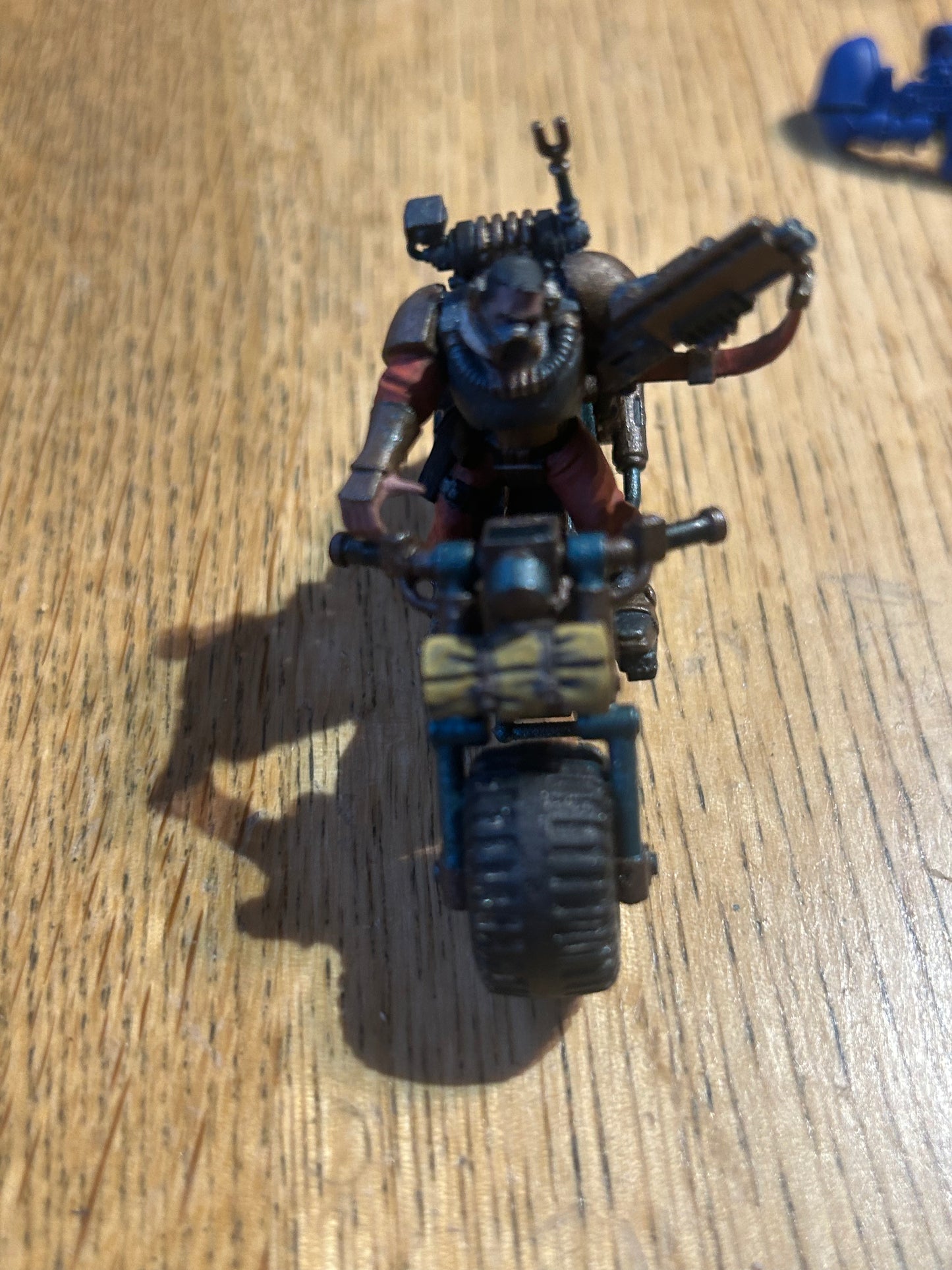 Warhammer 40k space marine scout on bike (Genestealer cults bike I believe)