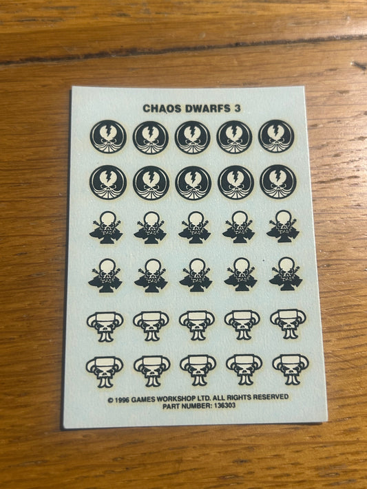Chaos Dwarfs Transfer Sheet 3 Warhammer Old World Chaos Dwarf Games Workshop (4 available)