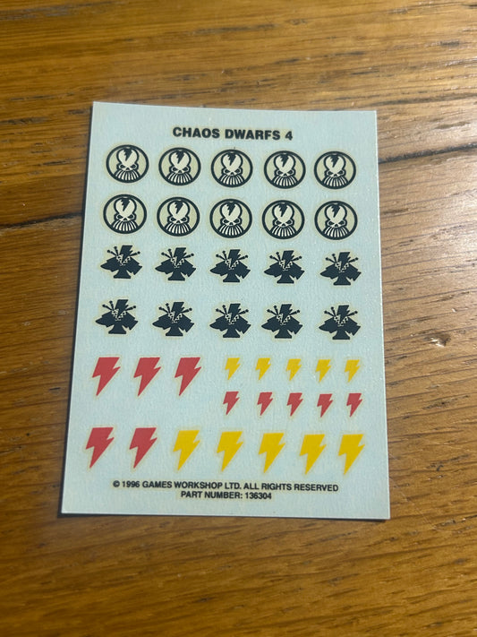 Chaos Dwarfs Transfer Sheet 4 Warhammer Old World Chaos Dwarf Games Workshop (4 available)