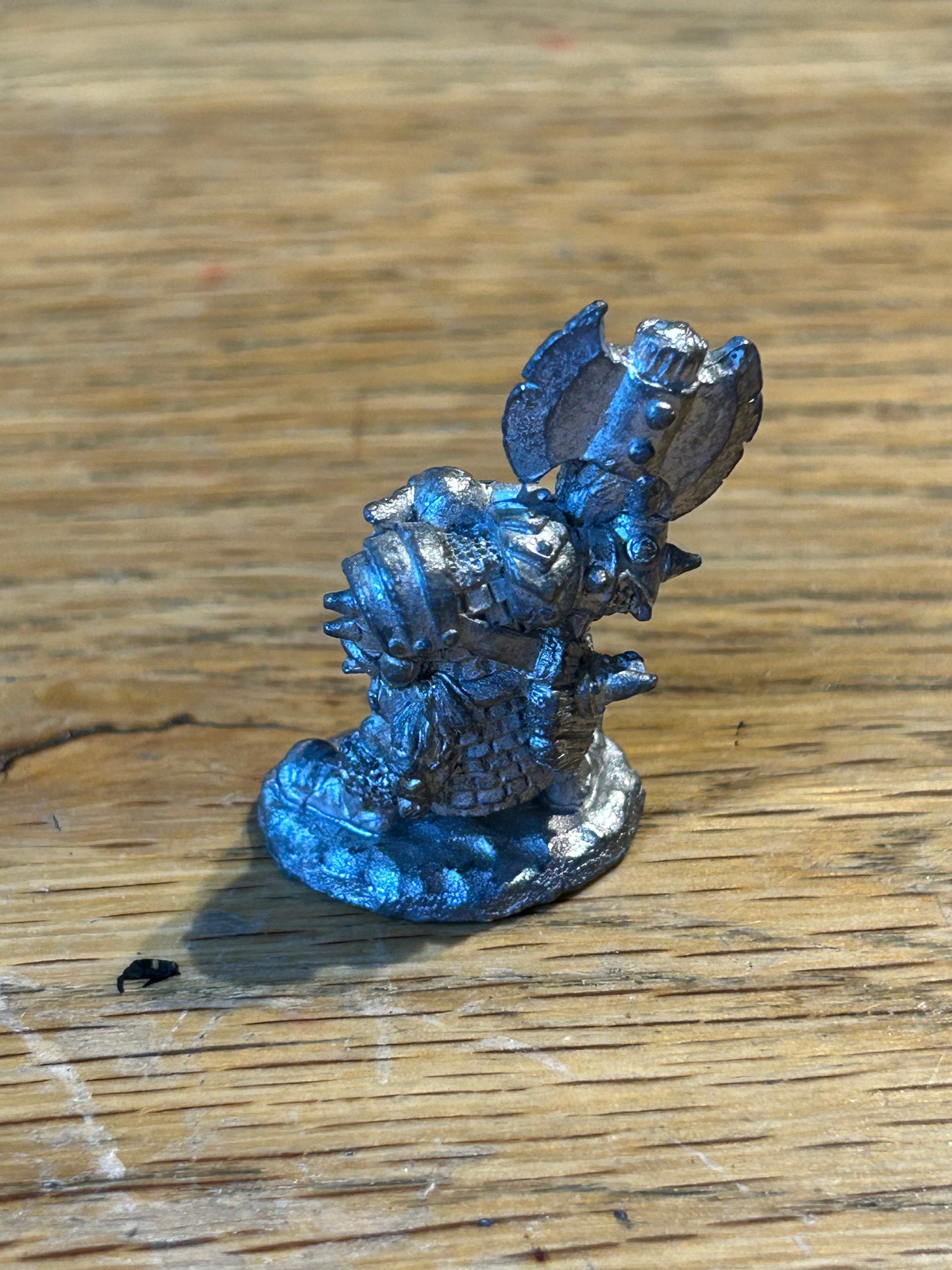 Warhammer fantasy proxy goblin with double handed axe (I believe it’s a Kev Adams sculpt but I’ve forgotten the maker)