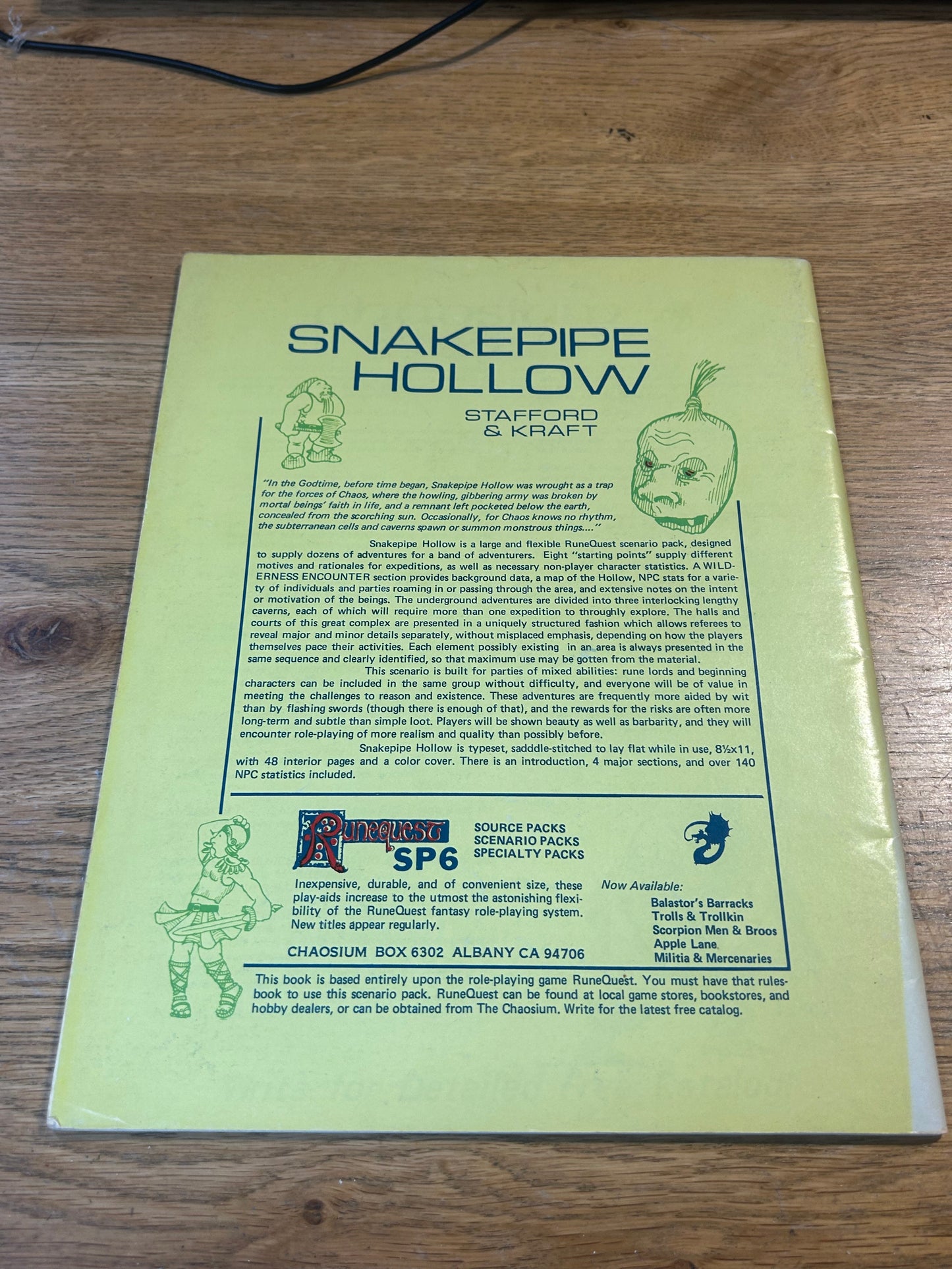 Runequest snake pipe hollow expansion rule book vintage Fantasy Rpg