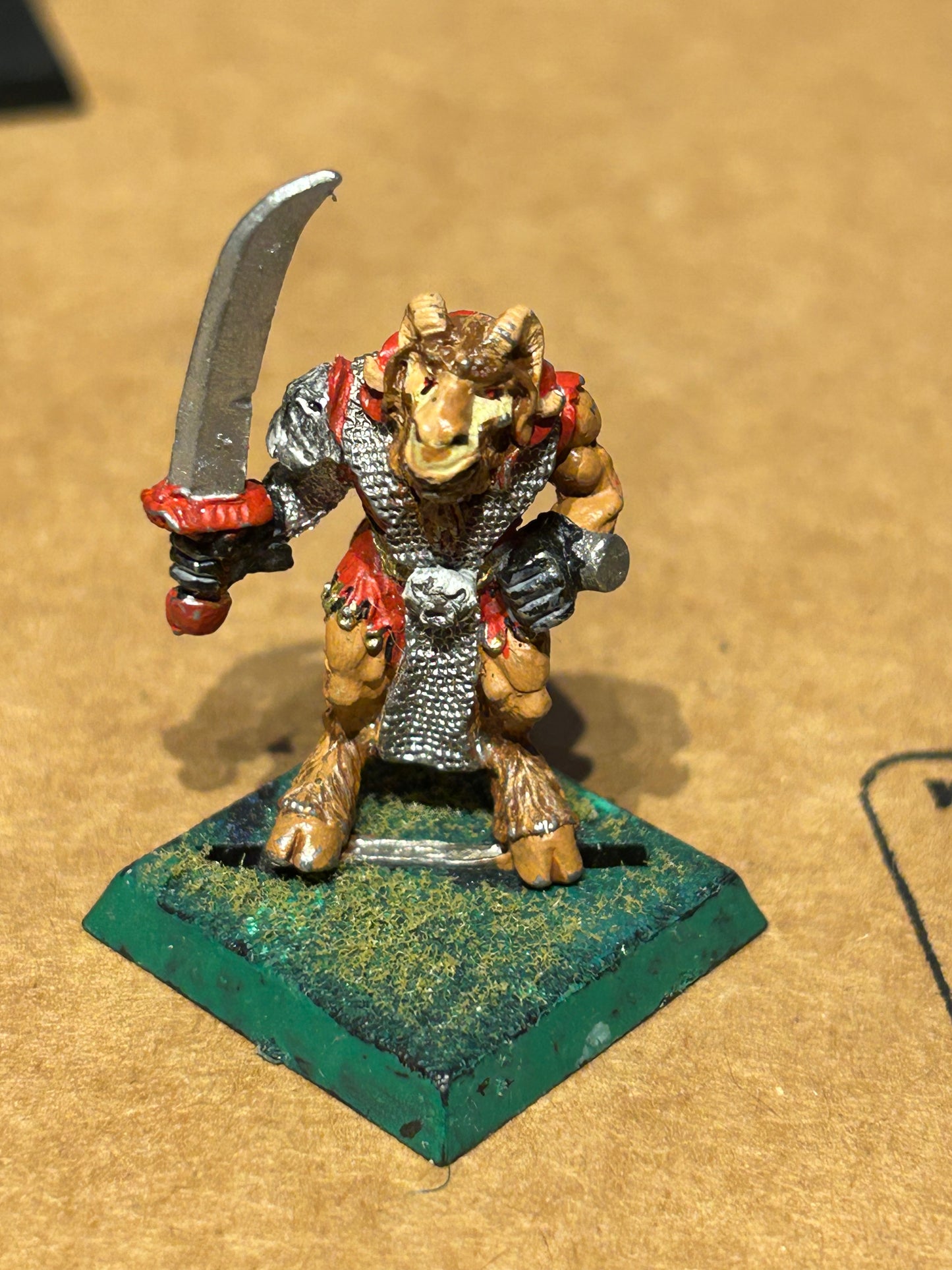Realm Of Chaos Beastman with sword Bob Olley Metal Citadel 80s Beastmen warhammer fantasy