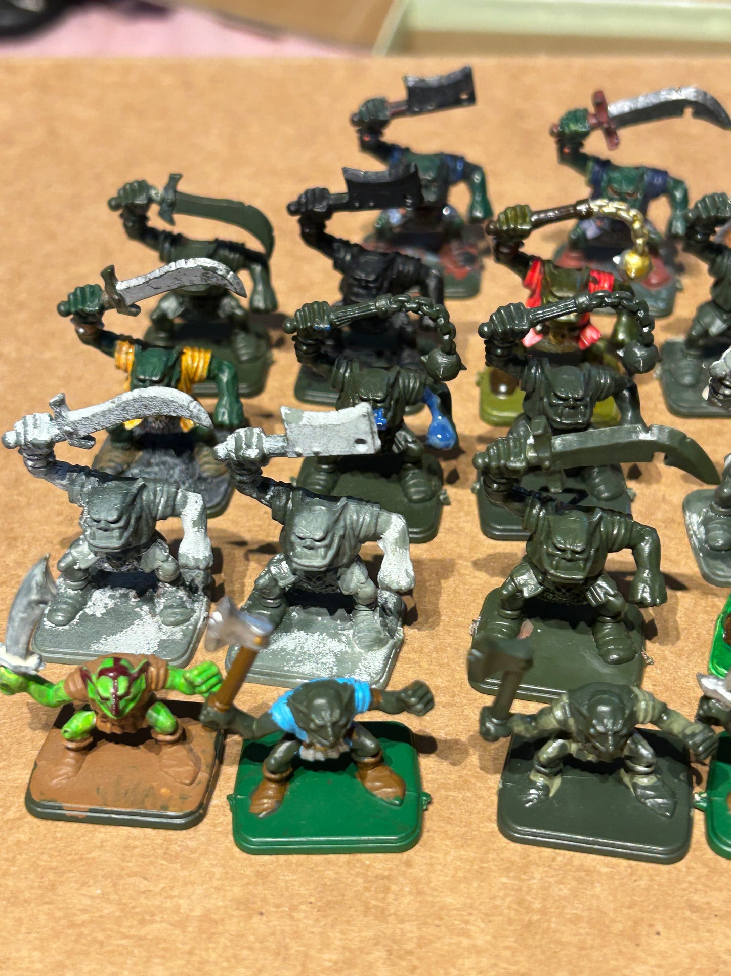 Heroquest orc and goblin horde (one goblin has a broken weapon and one orc’s weapon is starting to break)