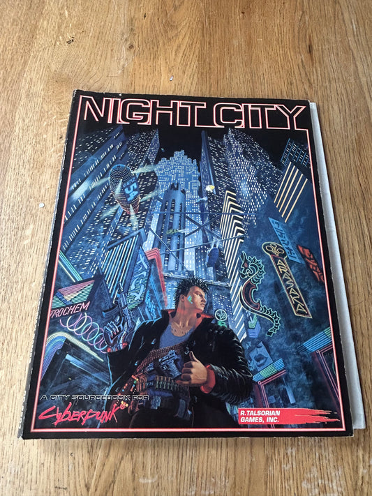 CYBERPUNK NIGHT CITY ROLE PLAYING GAME SOURCEBOOK R TALSORIAN + POSTER MAP 1991