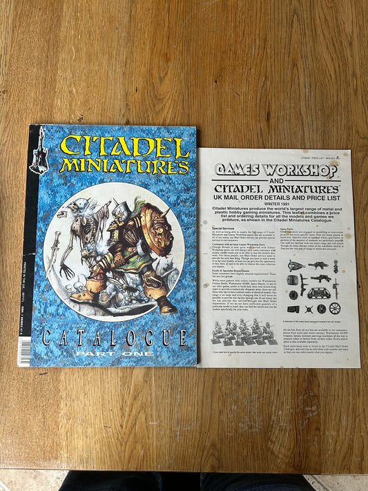 WARHAMMER WHFB + 40K 80s CITADEL MINIATURES CATALOGUE PART 1 ONE and price guide winter 1991 GAMES WORKSHOP