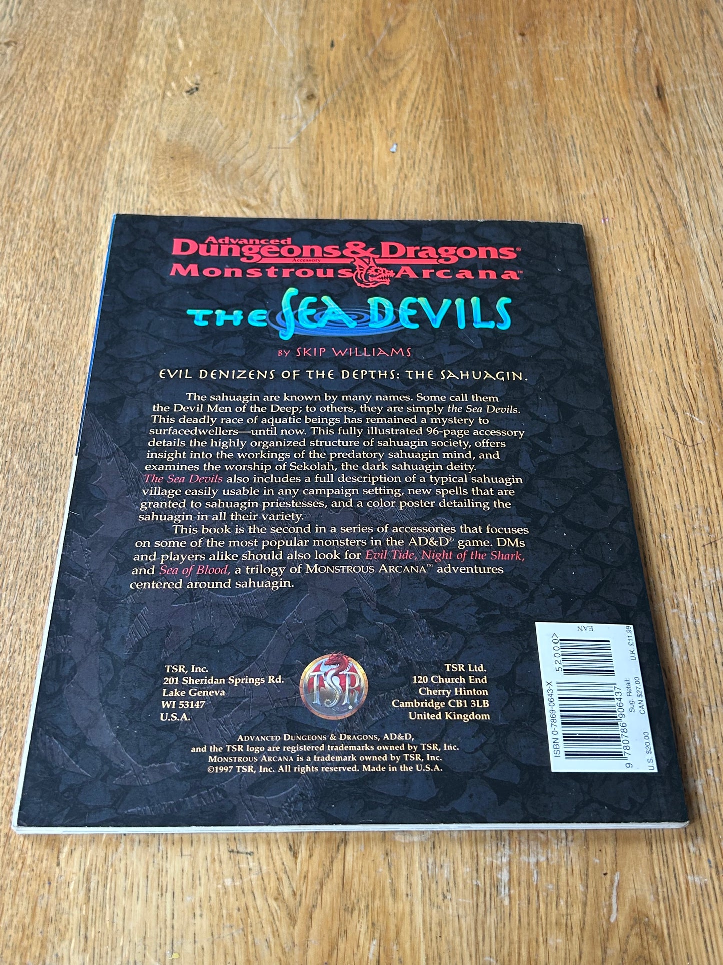 RPG Book Advanced Dungeons & Dragons 2nd ed The Sea Devils Monstrous Arcana