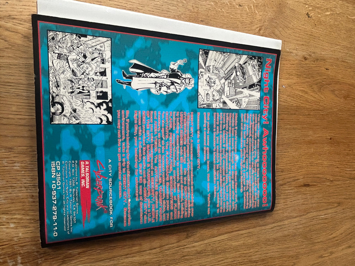 CYBERPUNK NIGHT CITY ROLE PLAYING GAME SOURCEBOOK R TALSORIAN + POSTER MAP 1991