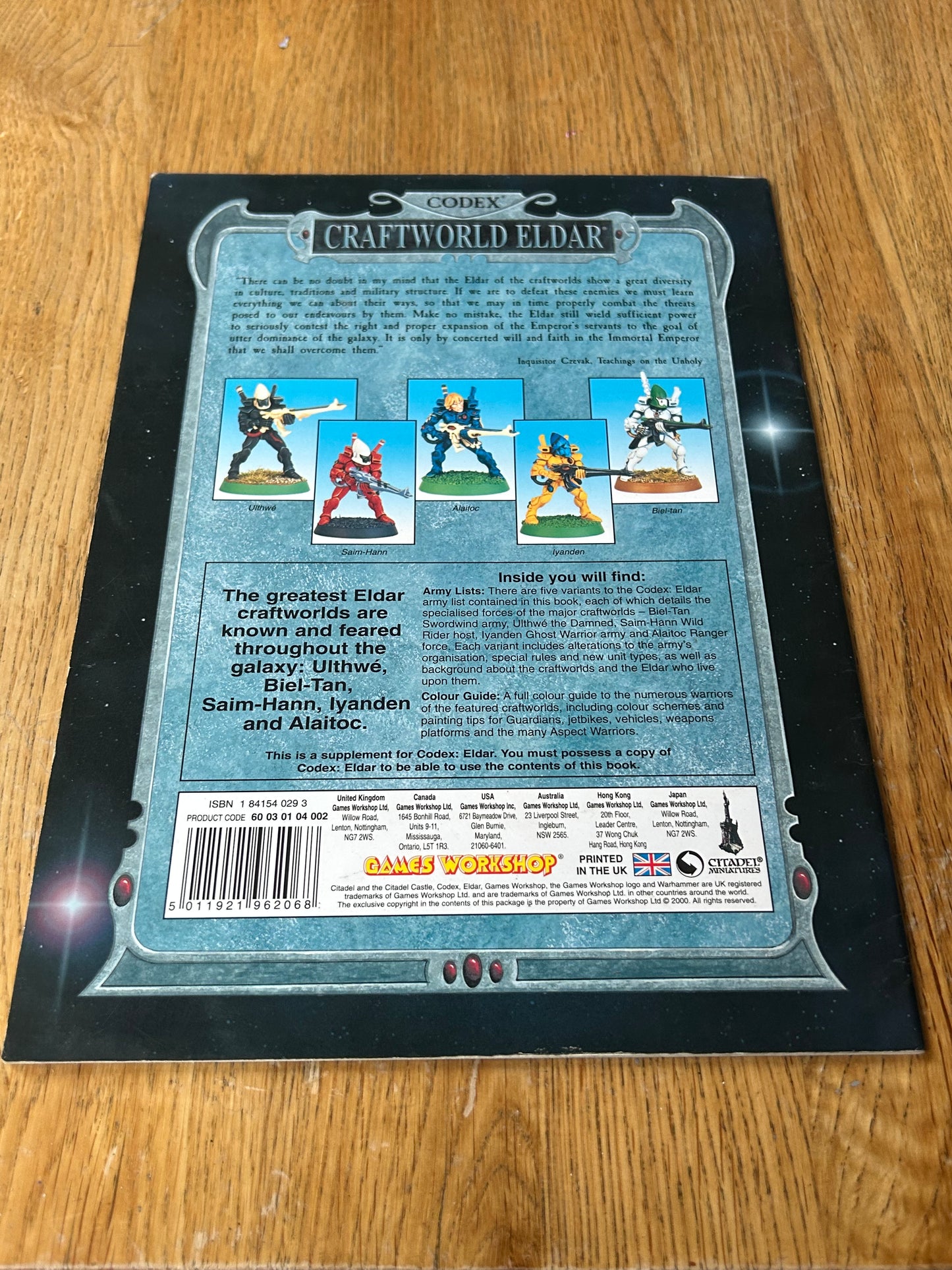 CRAFTWORLD ELDAR CODEX WARHAMMER 40K BOOK 40,000 GAMES WORKSHOP 2000