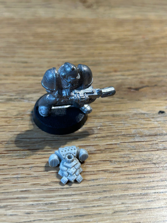 Warhammer 40k space marine with melta gun