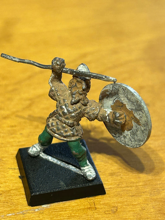 Warhammer fantasy Norse/viking warrior with spear (looks like the spear is one that slots in and I’m not sure if it’s an original).