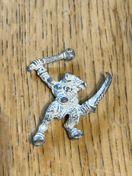 Imperial Guard Beastman with Sword & Mace Rogue Trader Metal Citadel 40k  (no tab; has white primer in the recesses)